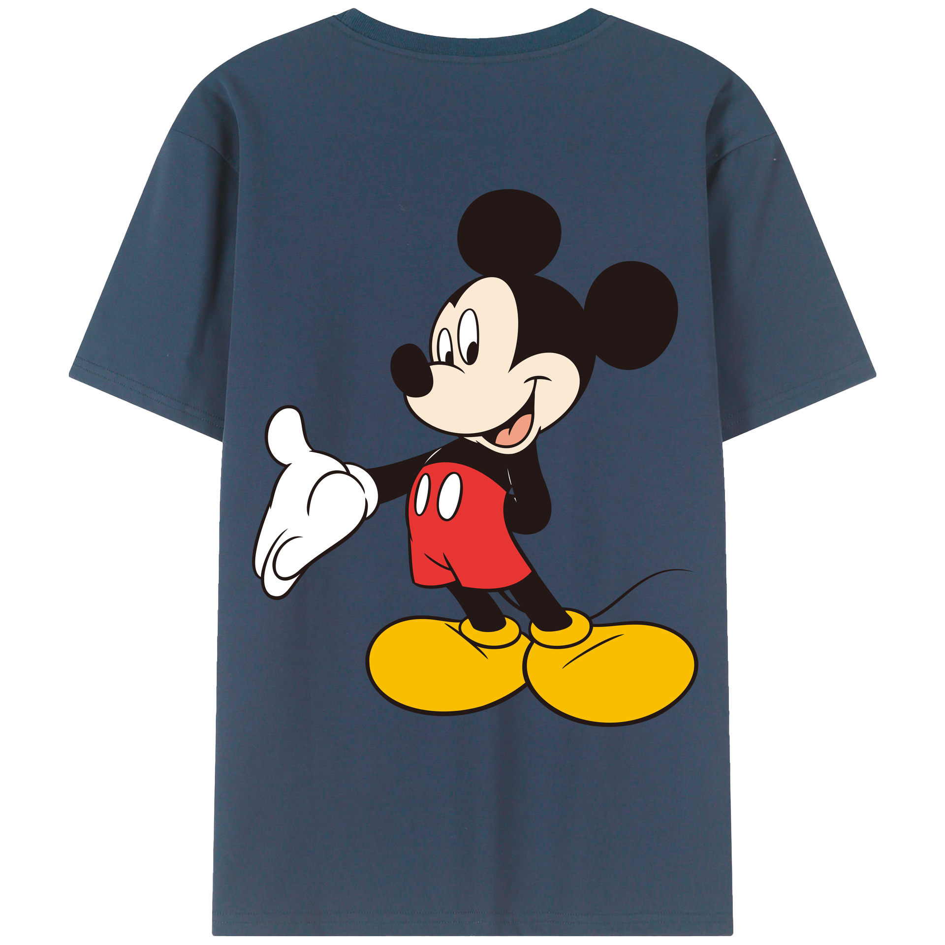 ミッキーマウス Mickey Mouse 綿100％ メンズ半袖Tシャツ（バックプリント） 通気性
