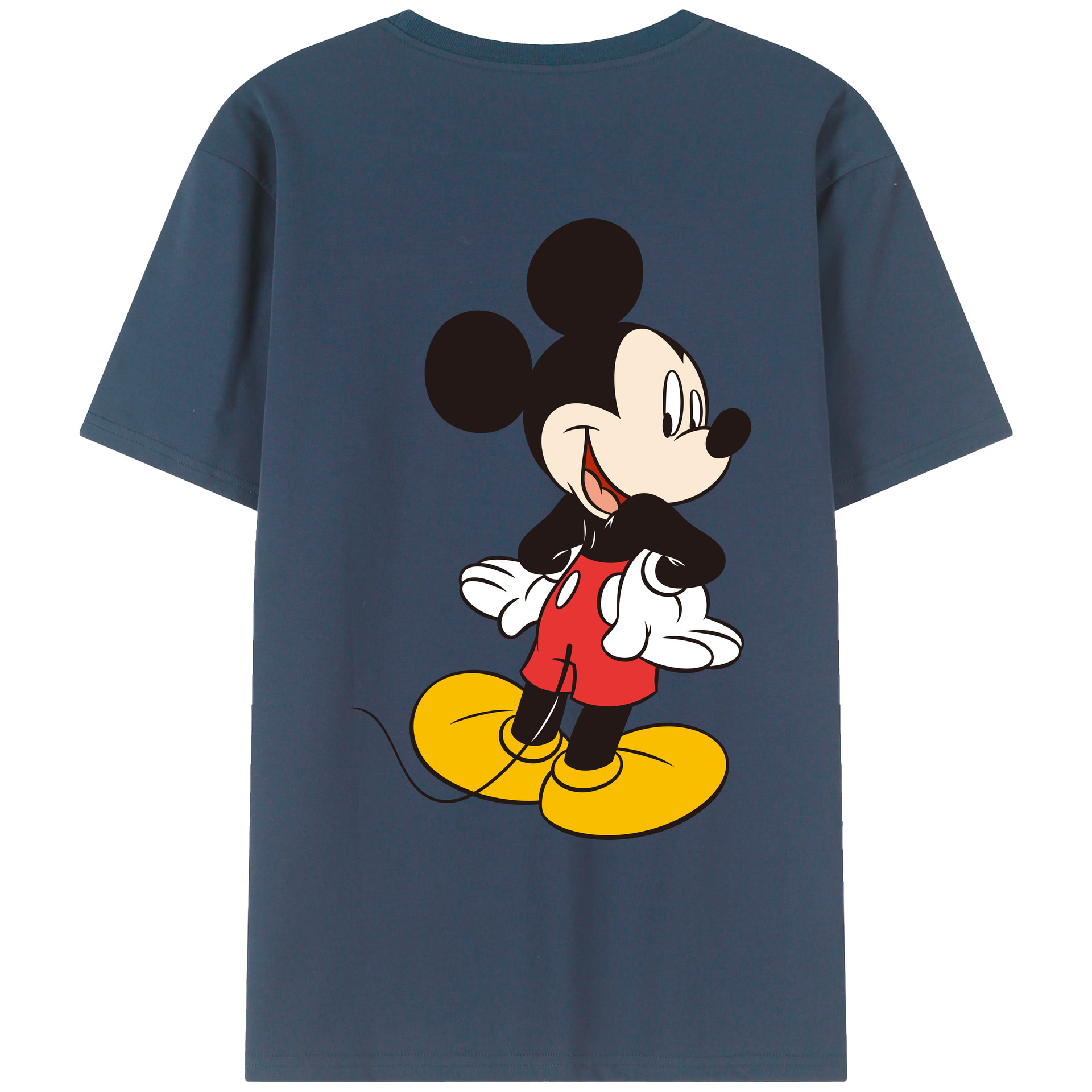 ミッキーマウス Mickey Mouse 綿100％ メンズ半袖Tシャツ（バックプリント） 通気性