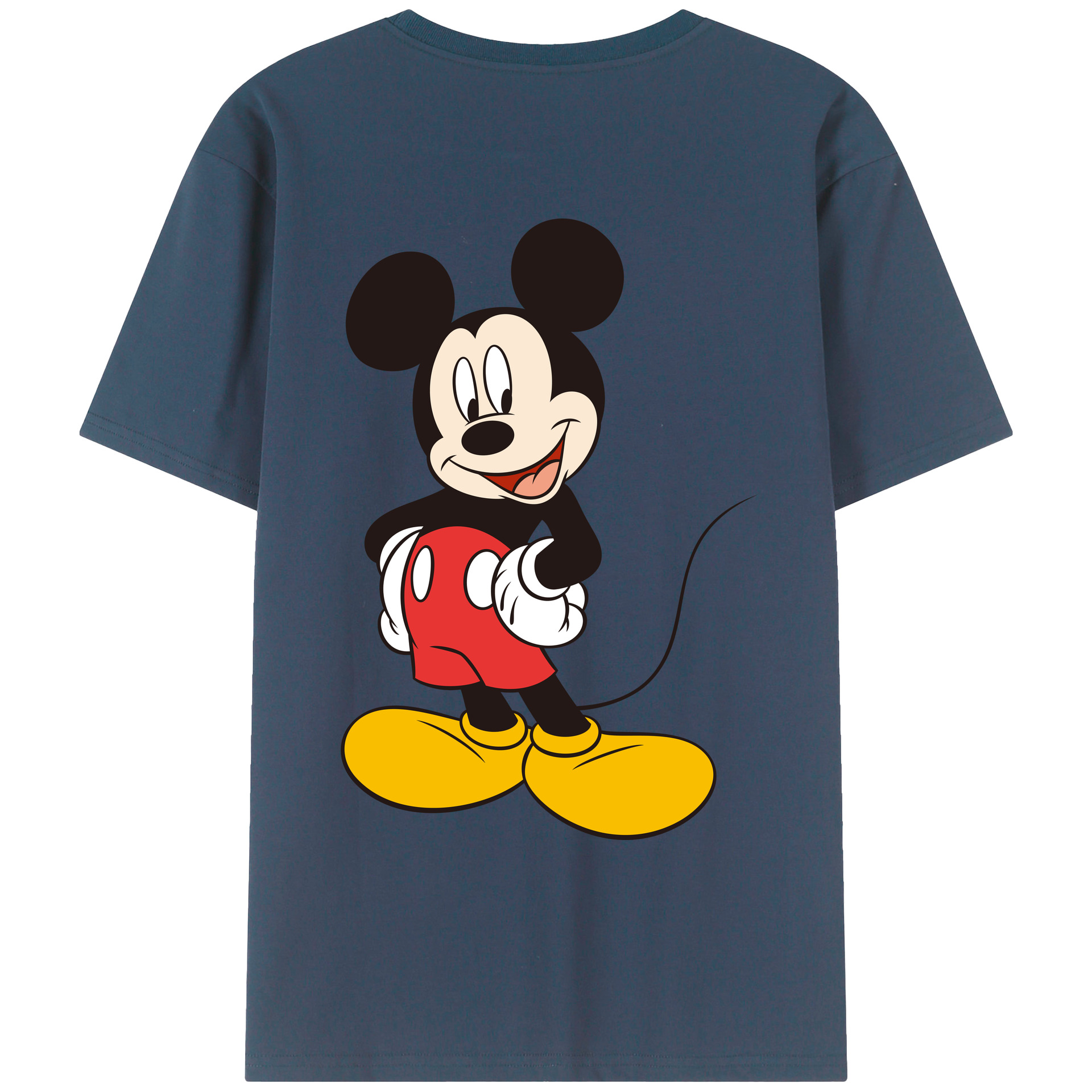 ミッキーマウス Mickey Mouse 綿100％ メンズ半袖Tシャツ（バックプリント） 通気性