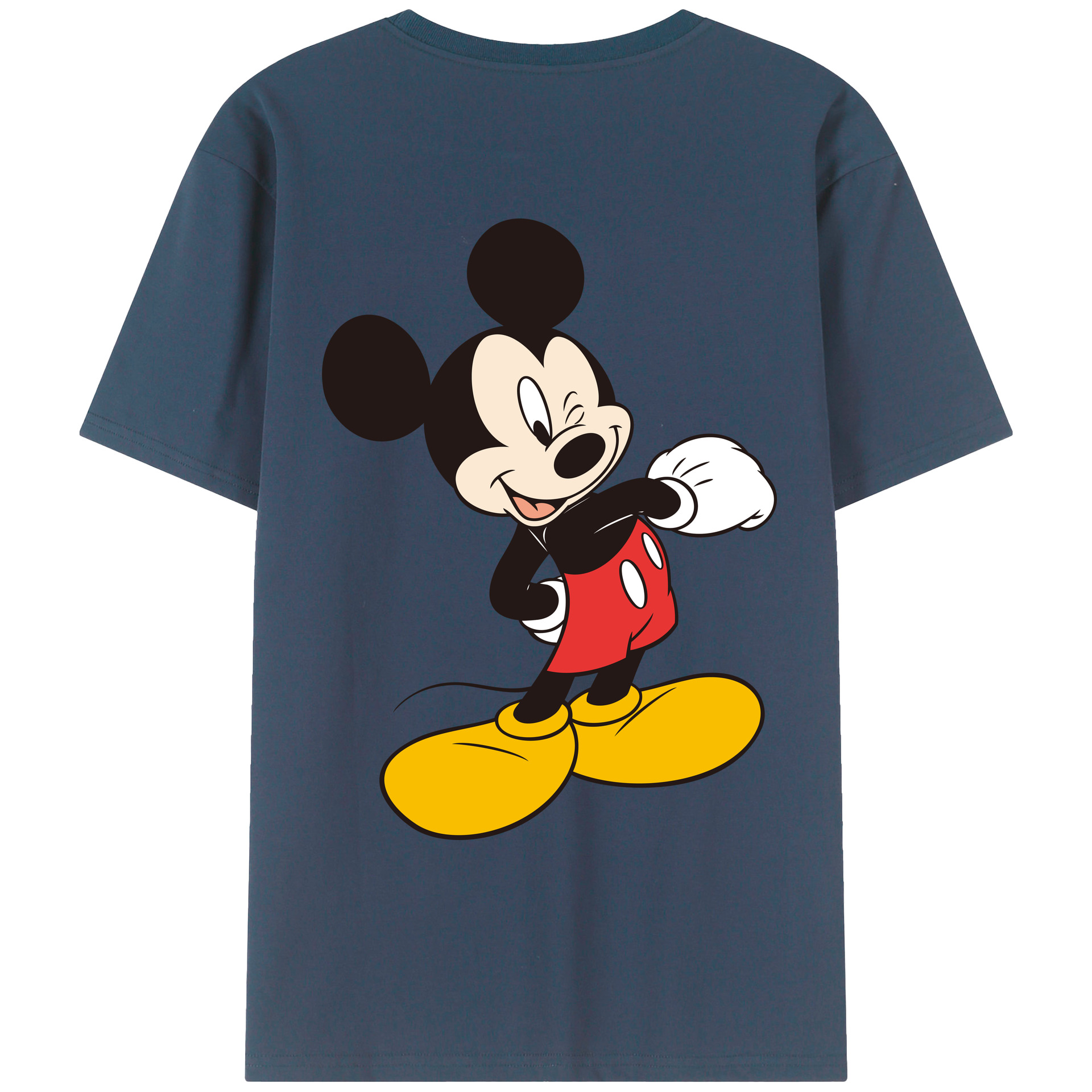 ミッキーマウス Mickey Mouse 綿100％ メンズ半袖Tシャツ（バックプリント） 通気性