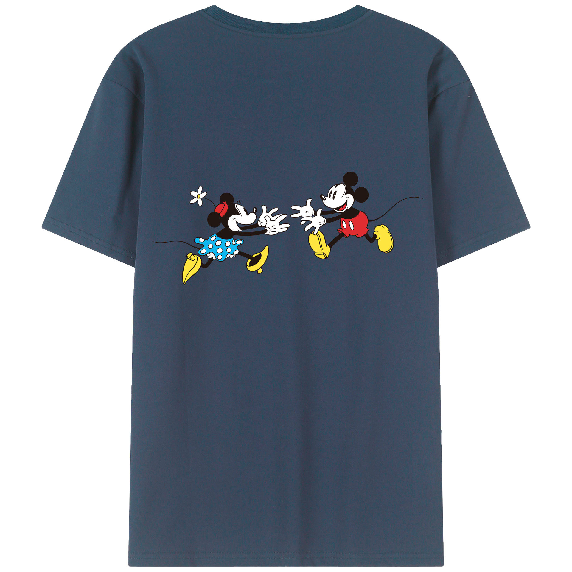 ミッキーマウス Mickey Mouse 綿100％ メンズ半袖Tシャツ（バックプリント） 通気性