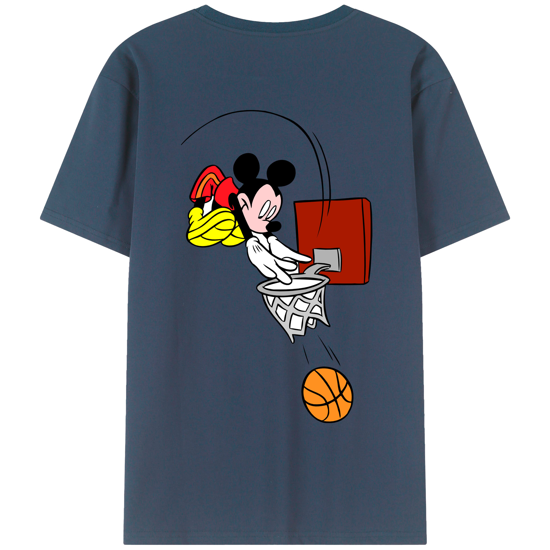 ミッキーマウス Mickey Mouse 綿100％ メンズ半袖Tシャツ（バックプリント） 通気性