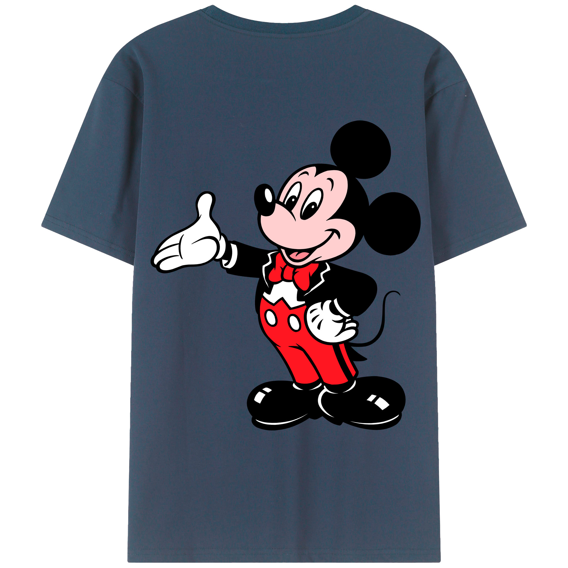 ミッキーマウス Mickey Mouse 綿100％ メンズ半袖Tシャツ（バックプリント） 通気性