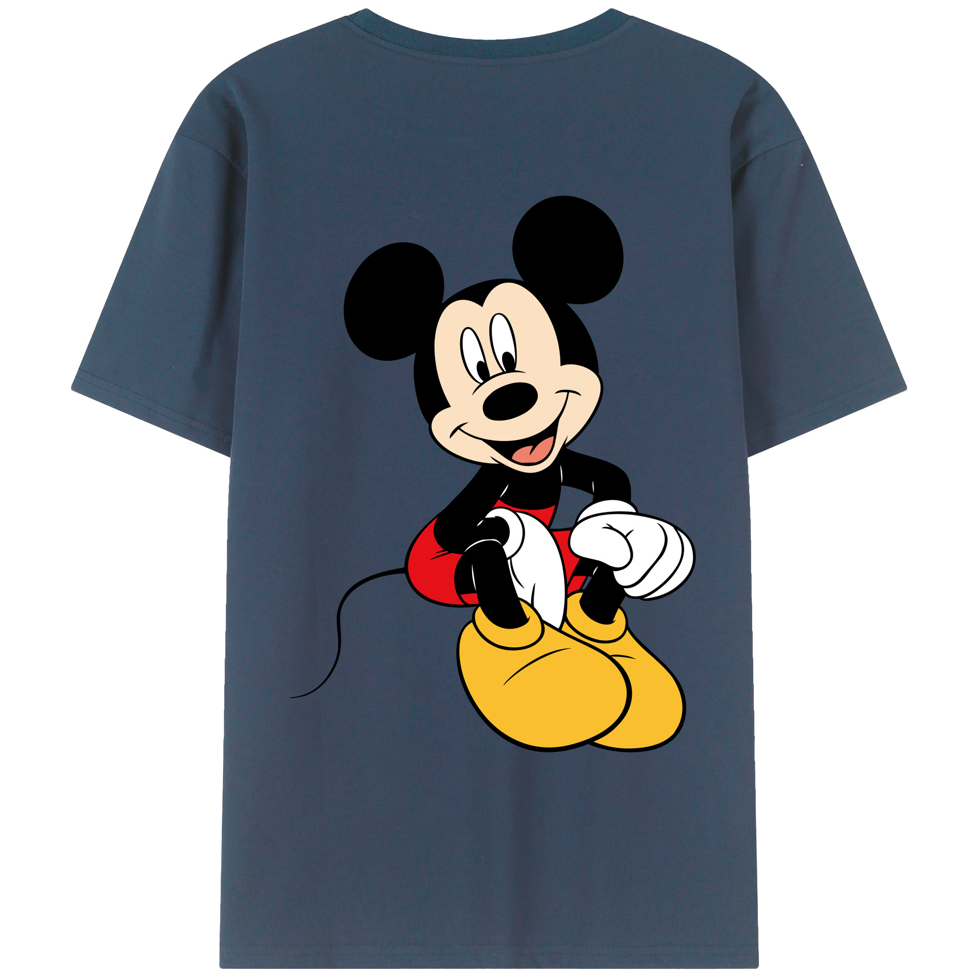 ミッキーマウス Mickey Mouse 綿100％ メンズ半袖Tシャツ（バックプリント） 通気性