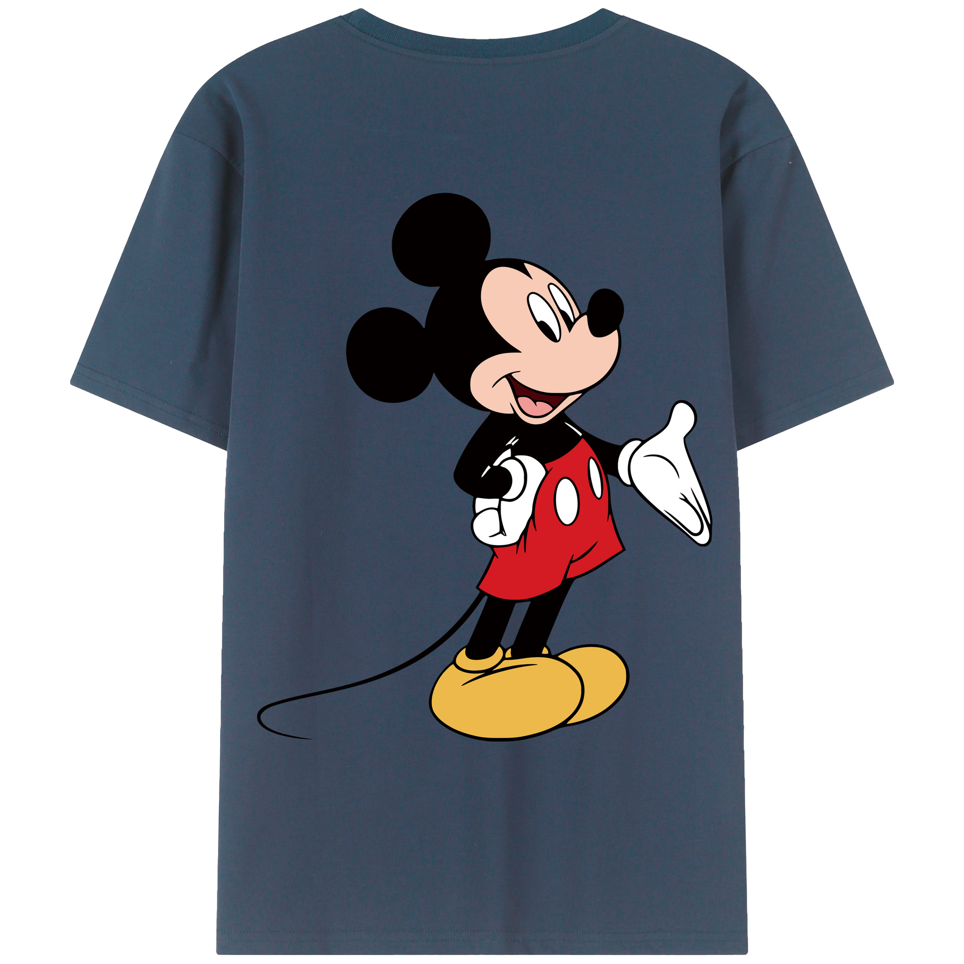 ミッキーマウス Mickey Mouse 綿100％ メンズ半袖Tシャツ（バックプリント） 通気性