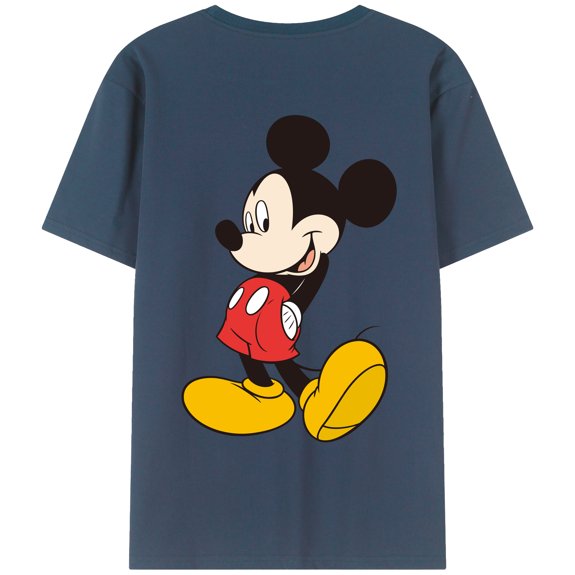 ミッキーマウス Mickey Mouse 綿100％ メンズ半袖Tシャツ（バックプリント） 通気性
