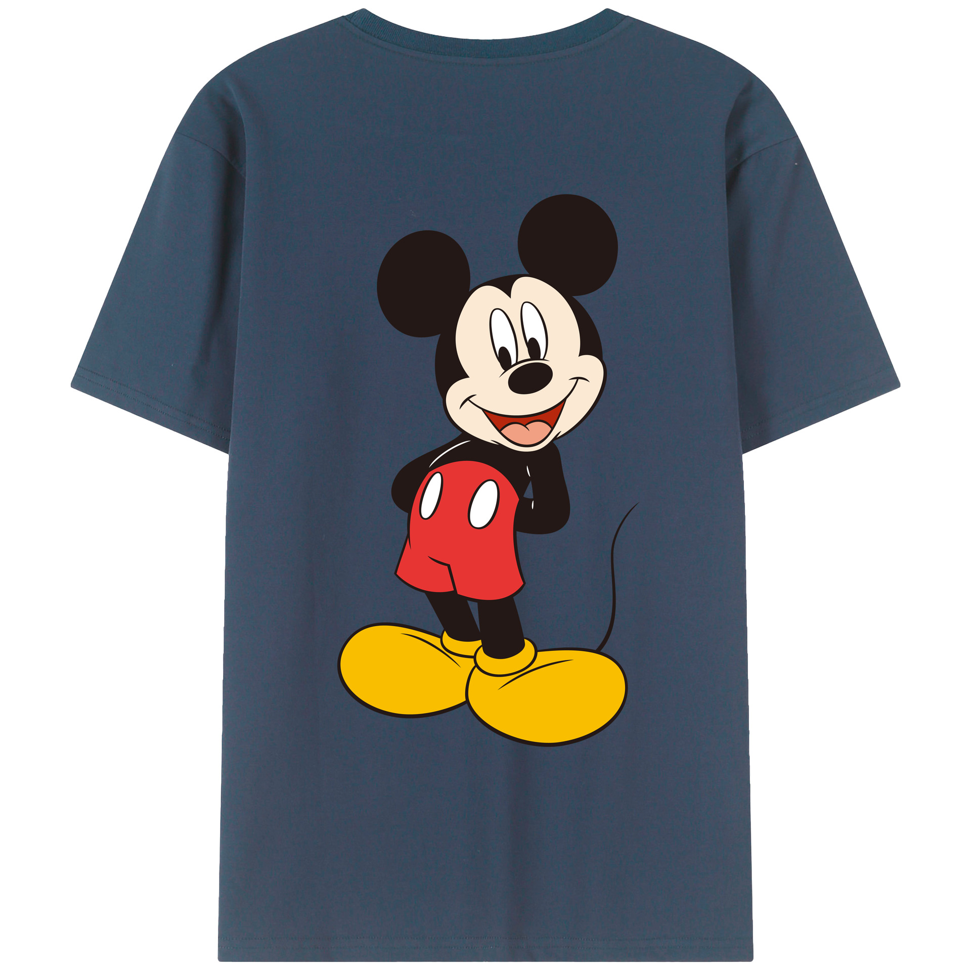 ミッキーマウス Mickey Mouse 綿100％ メンズ半袖Tシャツ（バックプリント） 通気性