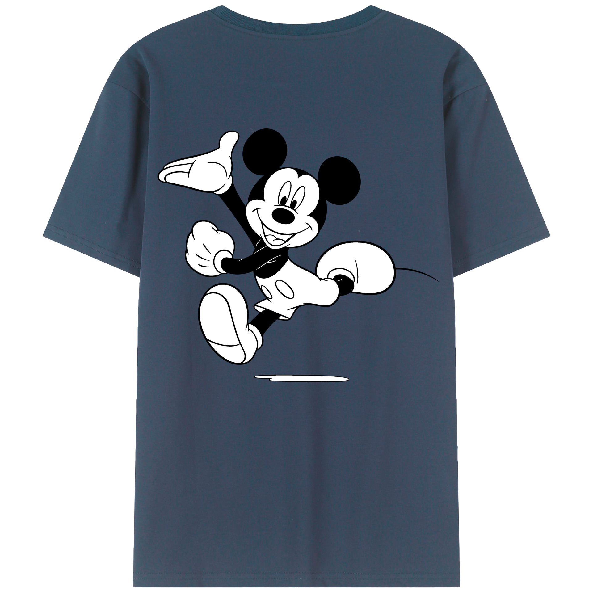 ミッキーマウス Mickey Mouse 綿100％ メンズ半袖Tシャツ（バックプリント） 通気性