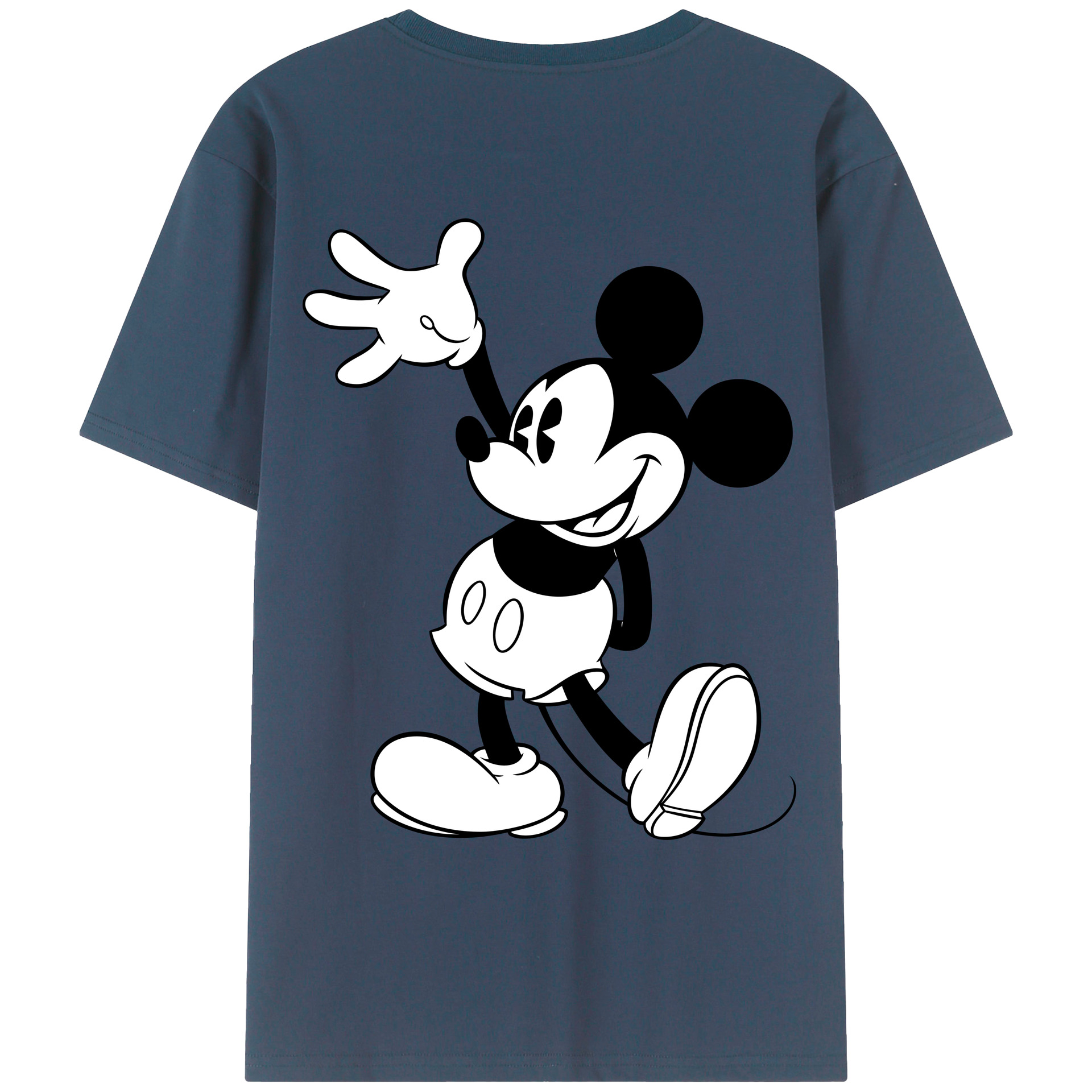 ミッキーマウス Mickey Mouse 綿100％ メンズ半袖Tシャツ（バックプリント） 通気性