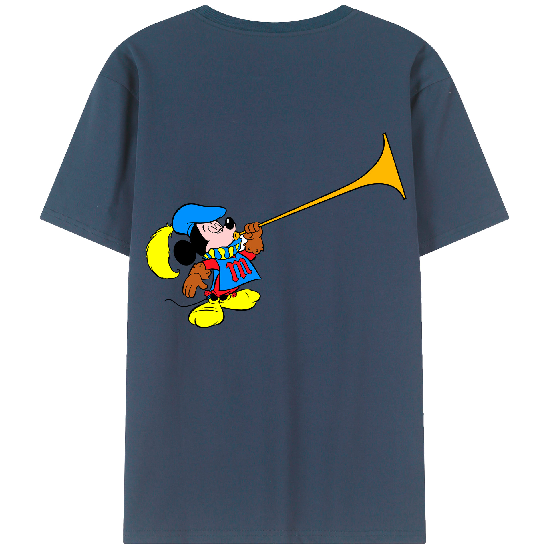 ミッキーマウス Mickey Mouse 綿100％ メンズ半袖Tシャツ（バックプリント） 通気性