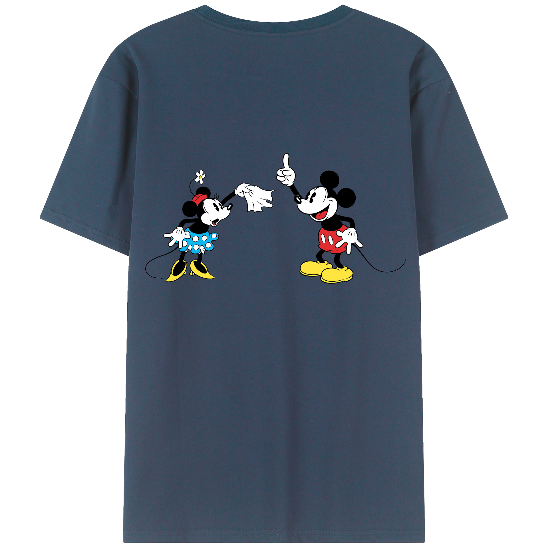 ミッキーマウス Mickey Mouse 綿100％ メンズ半袖Tシャツ（バックプリント） 通気性