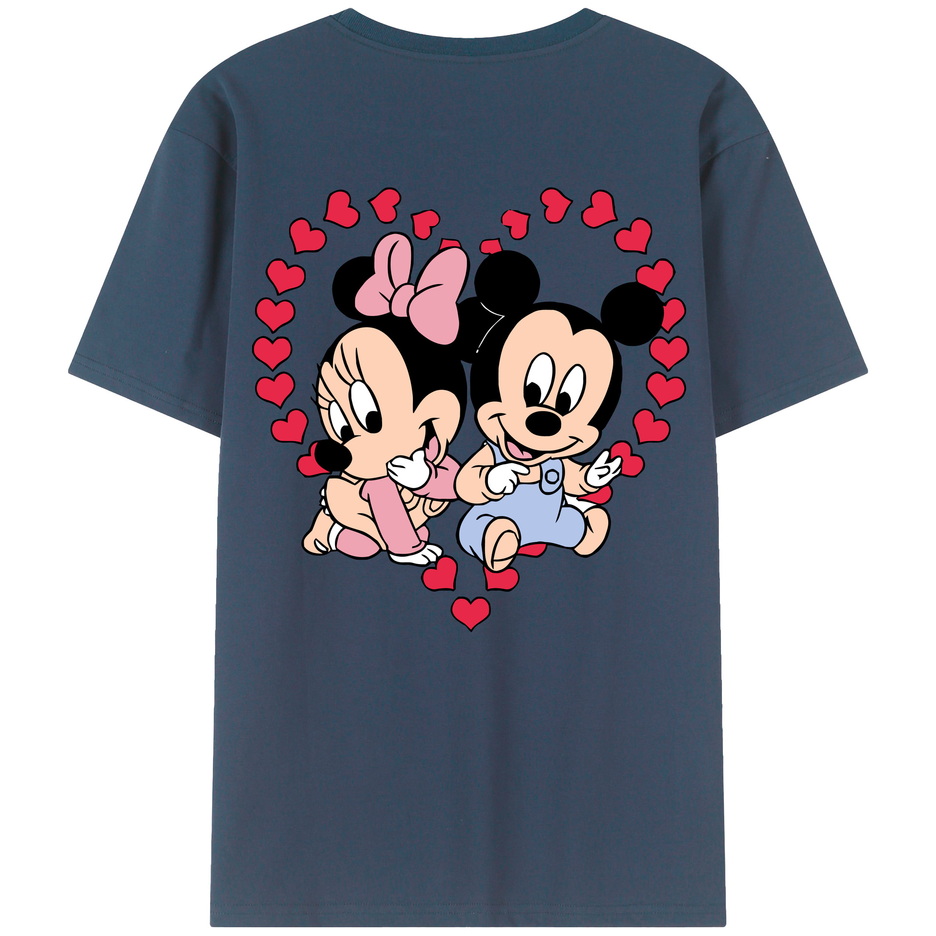 ミッキーマウス Mickey Mouse 綿100％ メンズ半袖Tシャツ（バックプリント） 通気性