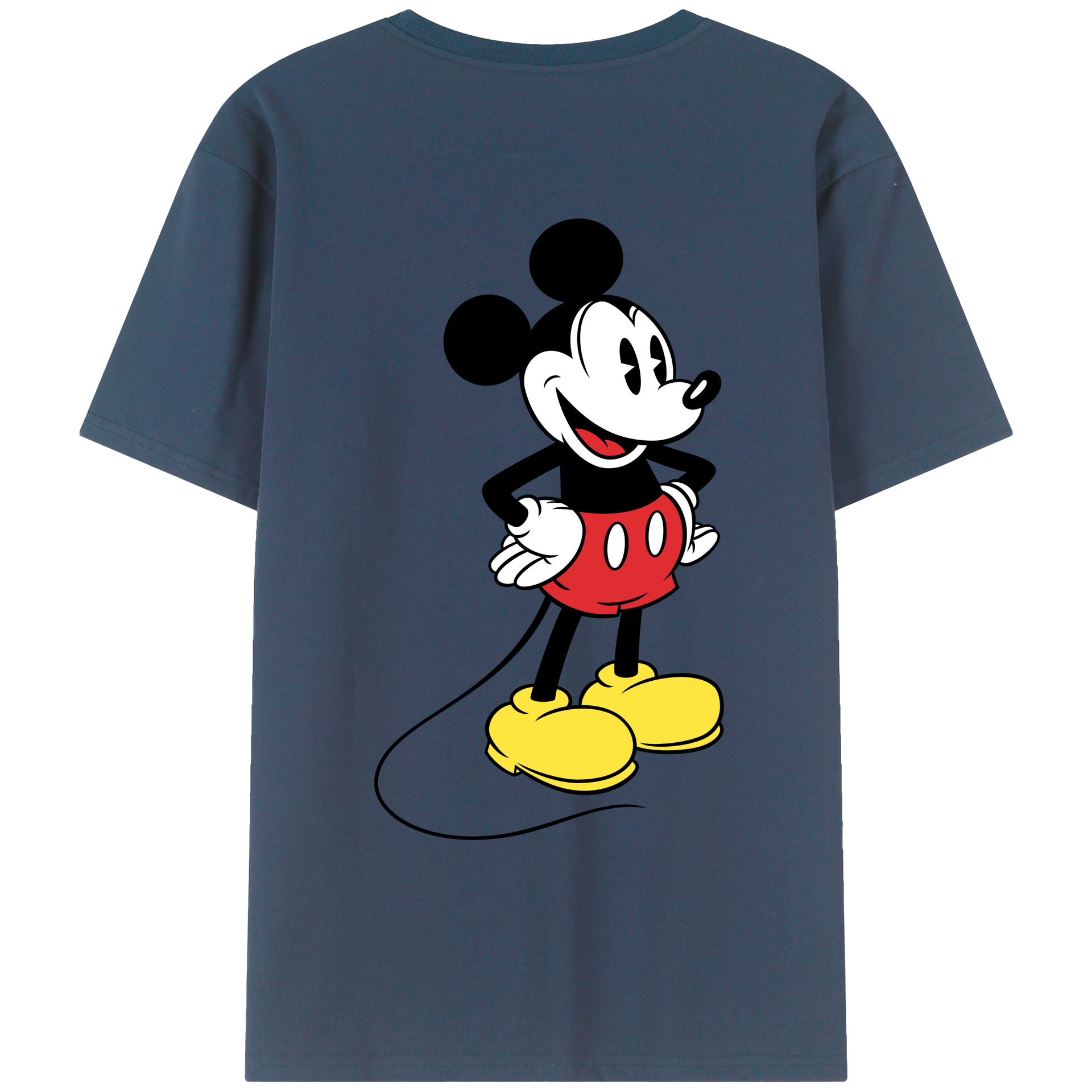 ミッキーマウス Mickey Mouse 綿100％ メンズ半袖Tシャツ（バックプリント） 通気性