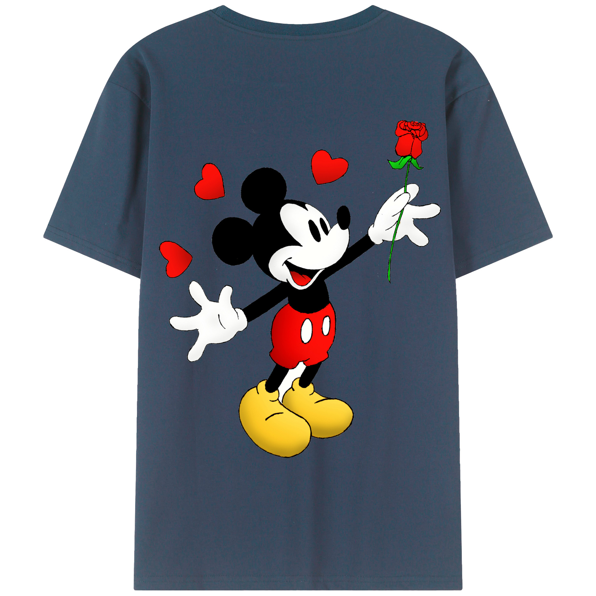 ミッキーマウス Mickey Mouse 綿100％ メンズ半袖Tシャツ（バックプリント） 通気性