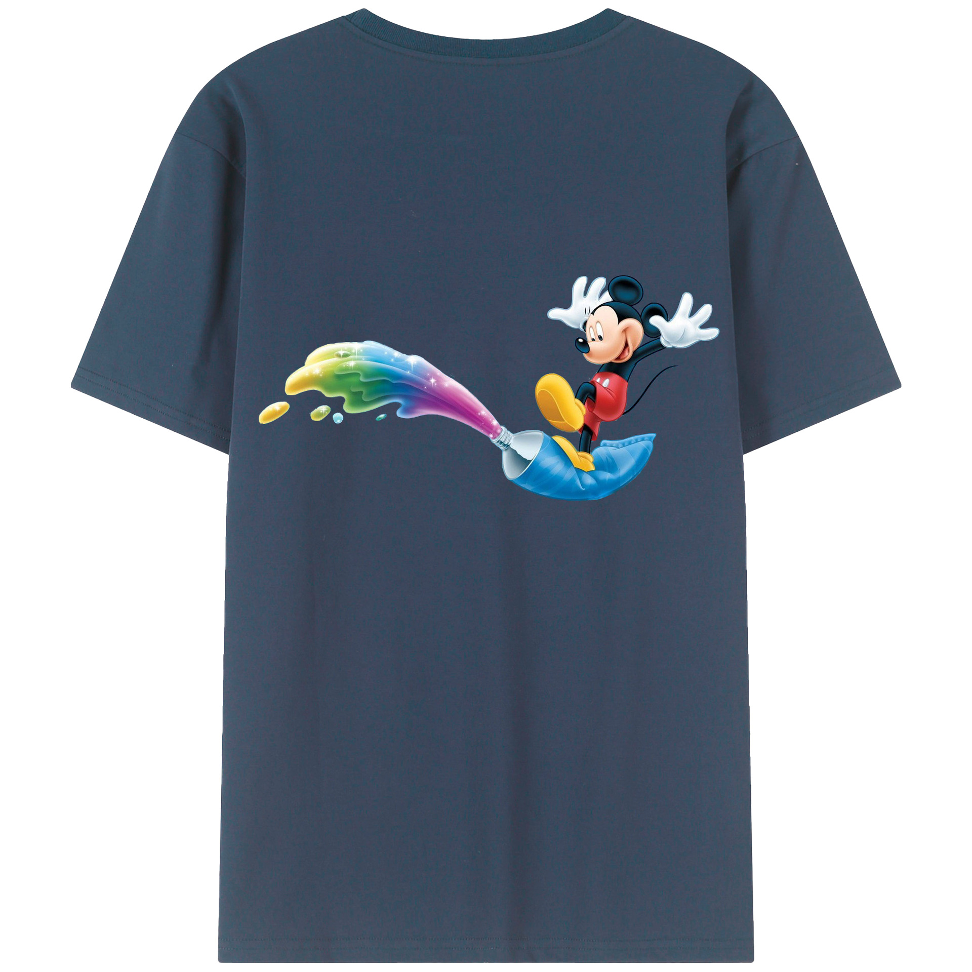 ミッキーマウス Mickey Mouse 綿100％ メンズ半袖Tシャツ（バックプリント） 通気性