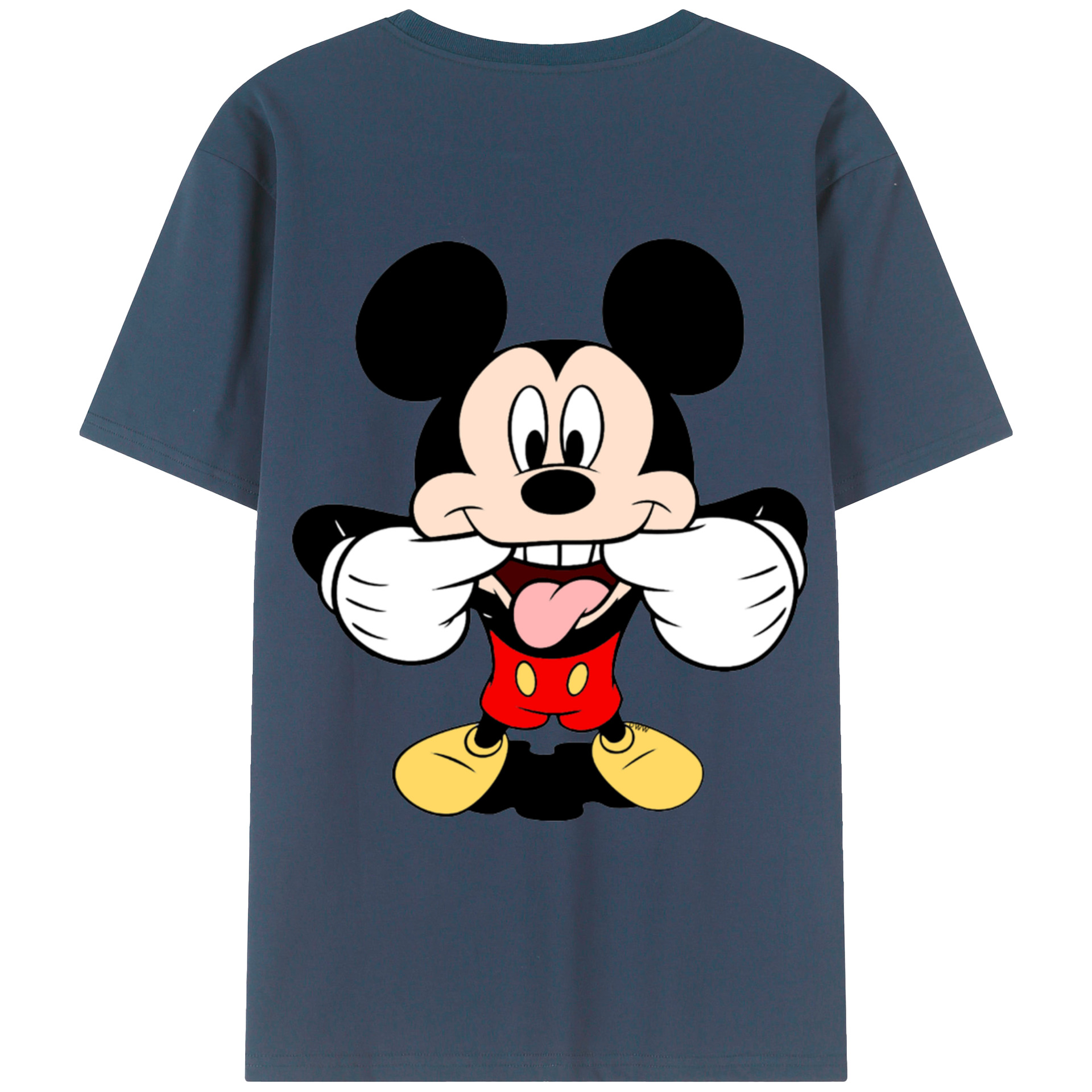 ミッキーマウス Mickey Mouse 綿100％ メンズ半袖Tシャツ（バックプリント） 通気性