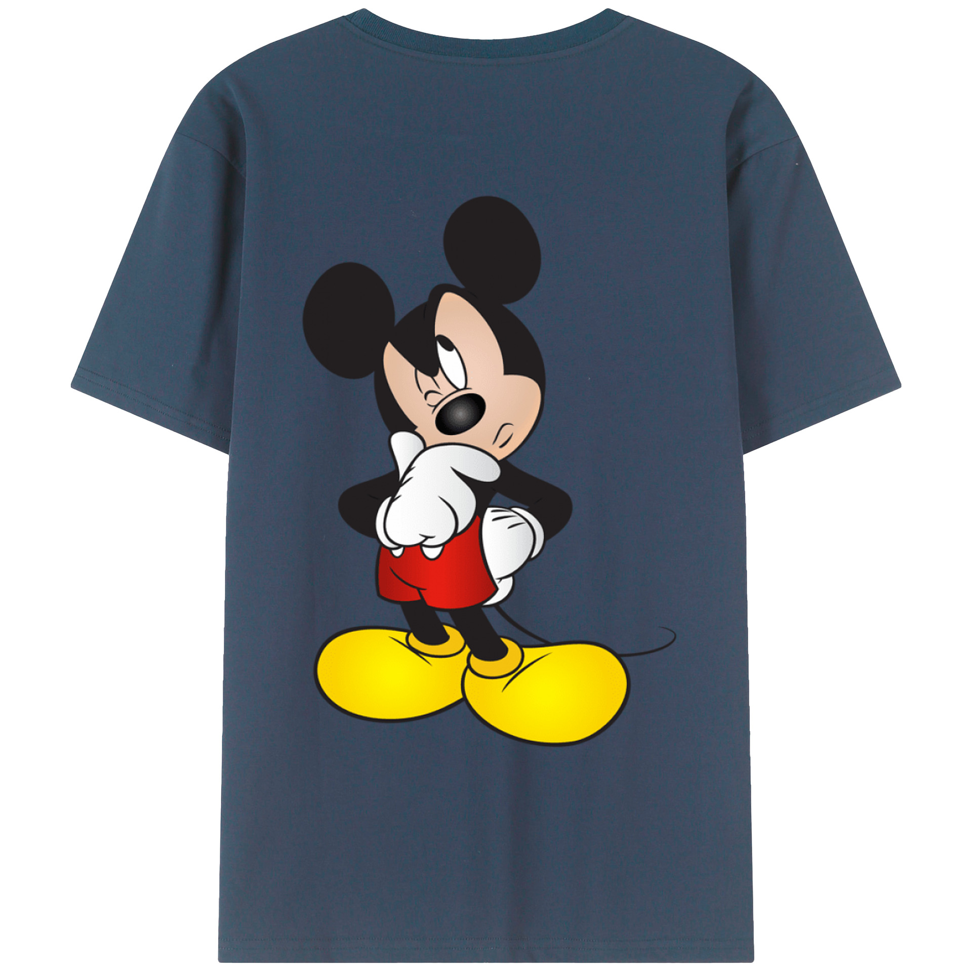 ミッキーマウス Mickey Mouse 綿100％ メンズ半袖Tシャツ（バックプリント） 通気性