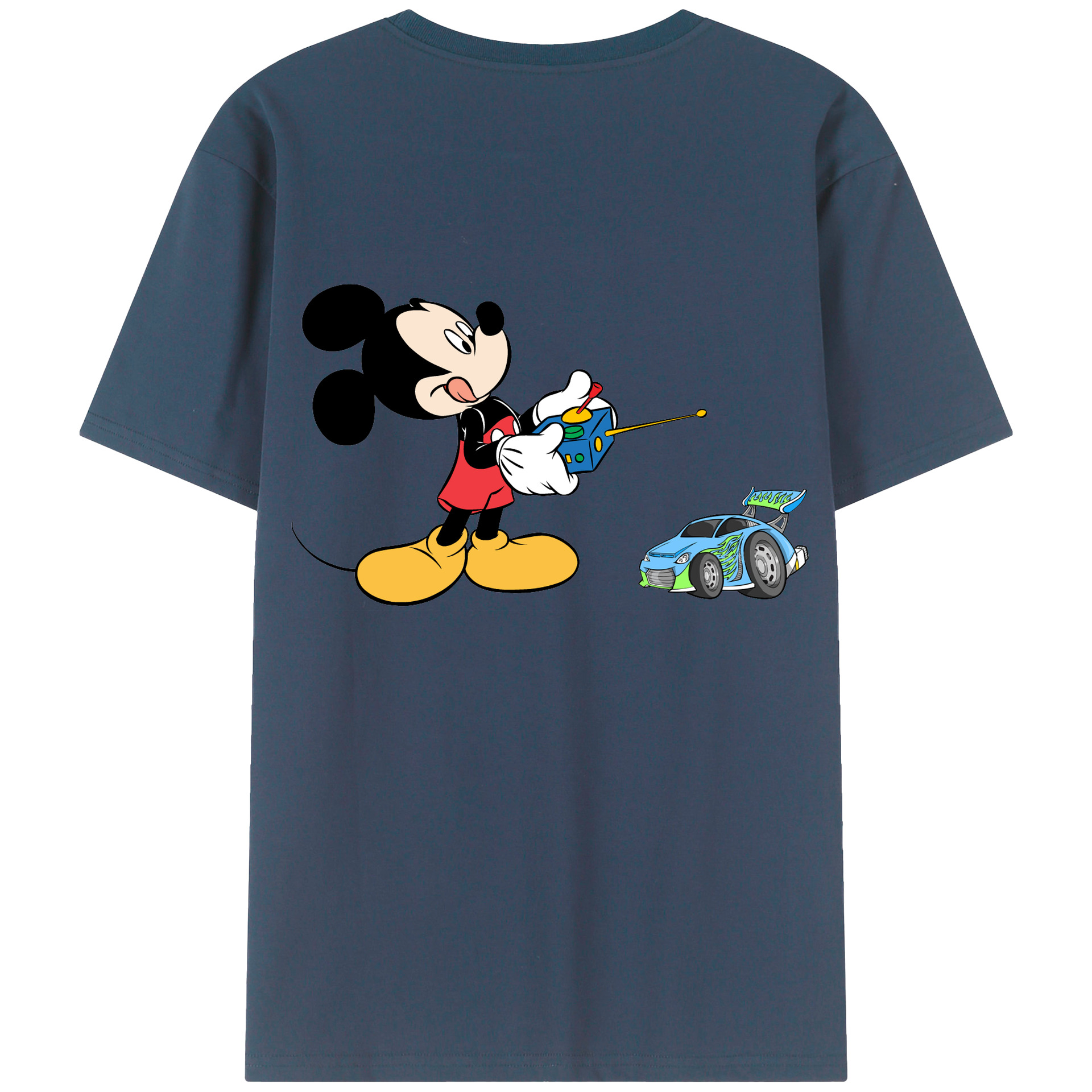 ミッキーマウス Mickey Mouse 綿100％ メンズ半袖Tシャツ（バックプリント） 通気性