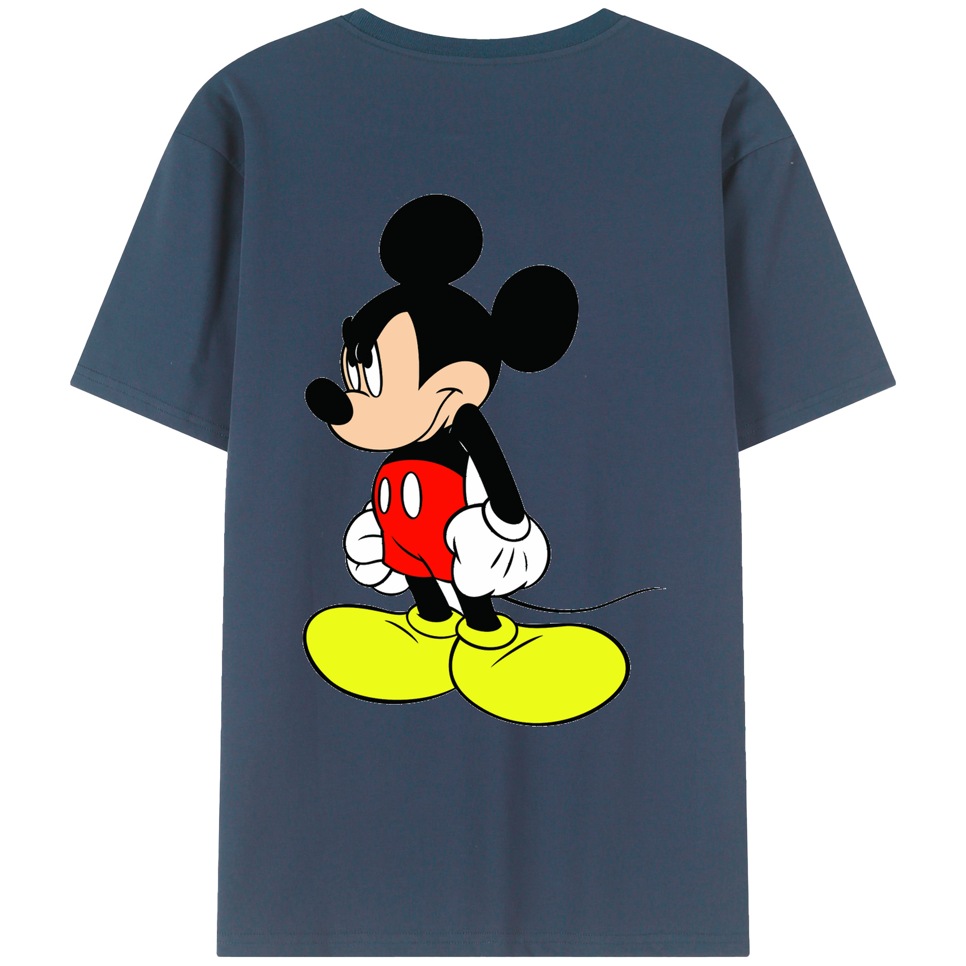 ミッキーマウス Mickey Mouse 綿100％ メンズ半袖Tシャツ（バックプリント） 通気性
