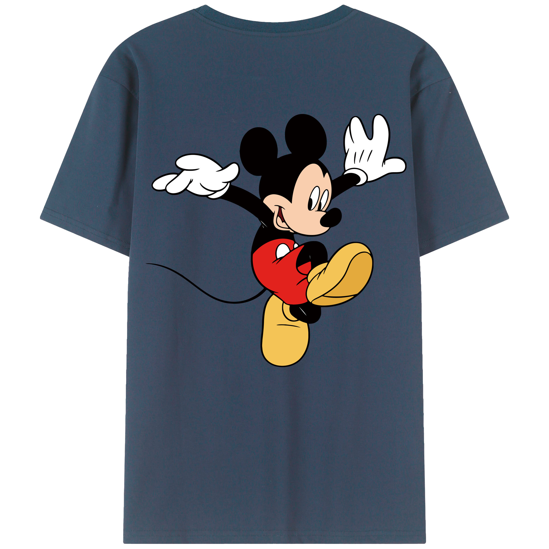 ミッキーマウス Mickey Mouse 綿100％ メンズ半袖Tシャツ（バックプリント） 通気性