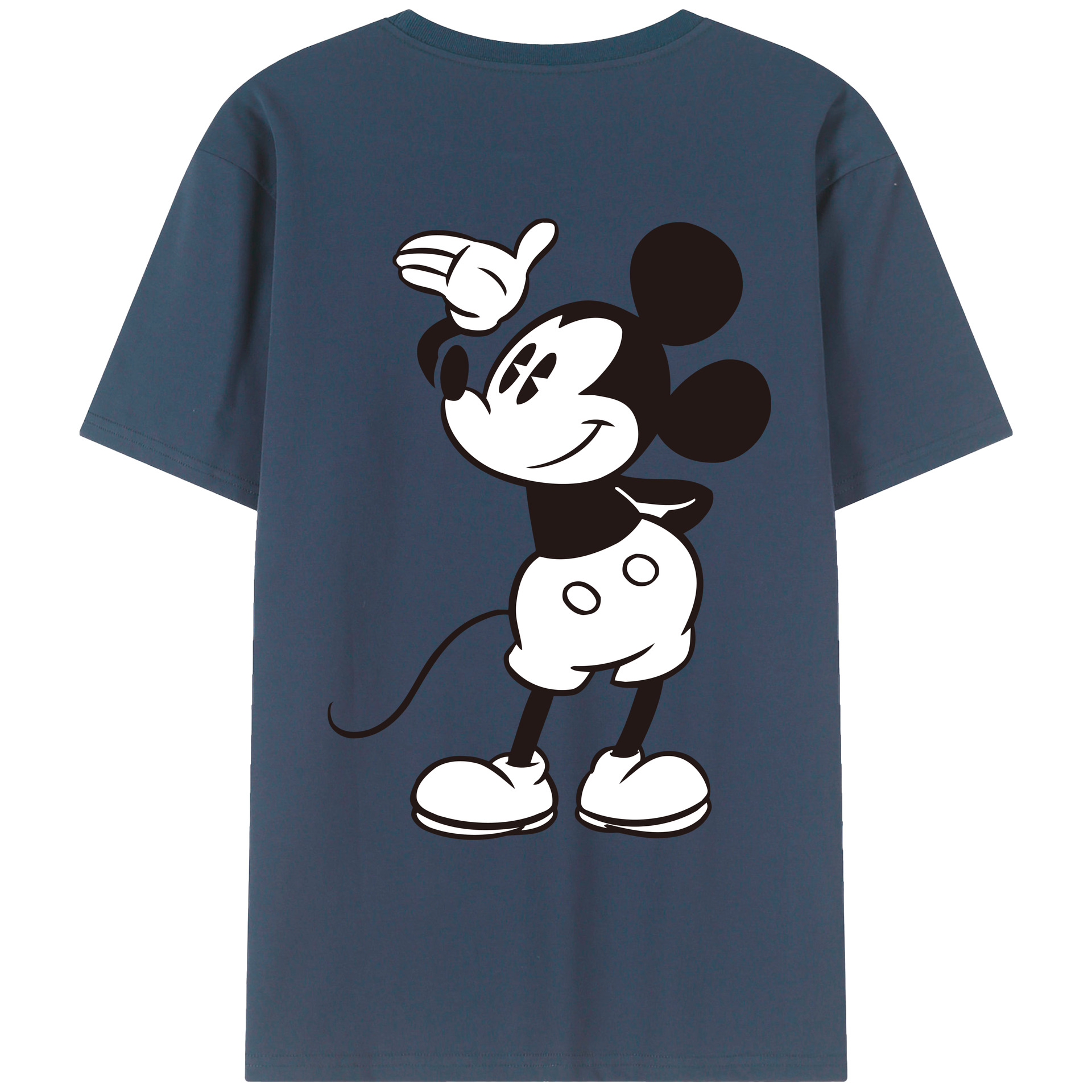ミッキーマウス Mickey Mouse 綿100％ メンズ半袖Tシャツ（バックプリント） 通気性