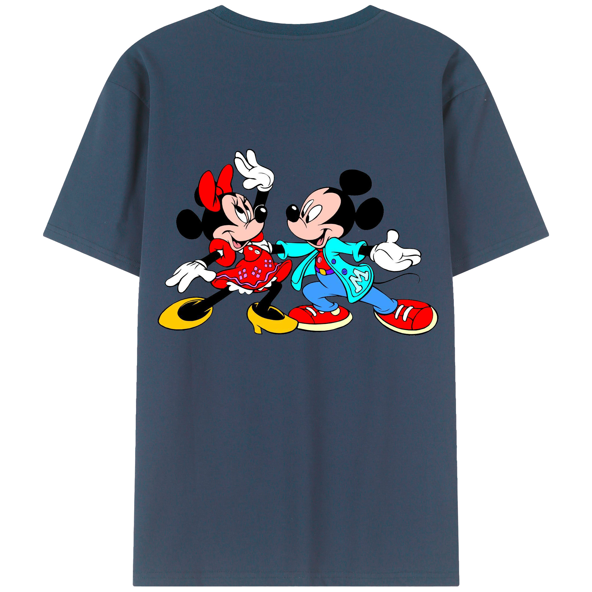ミッキーマウス Mickey Mouse 綿100％ メンズ半袖Tシャツ（バックプリント） 通気性