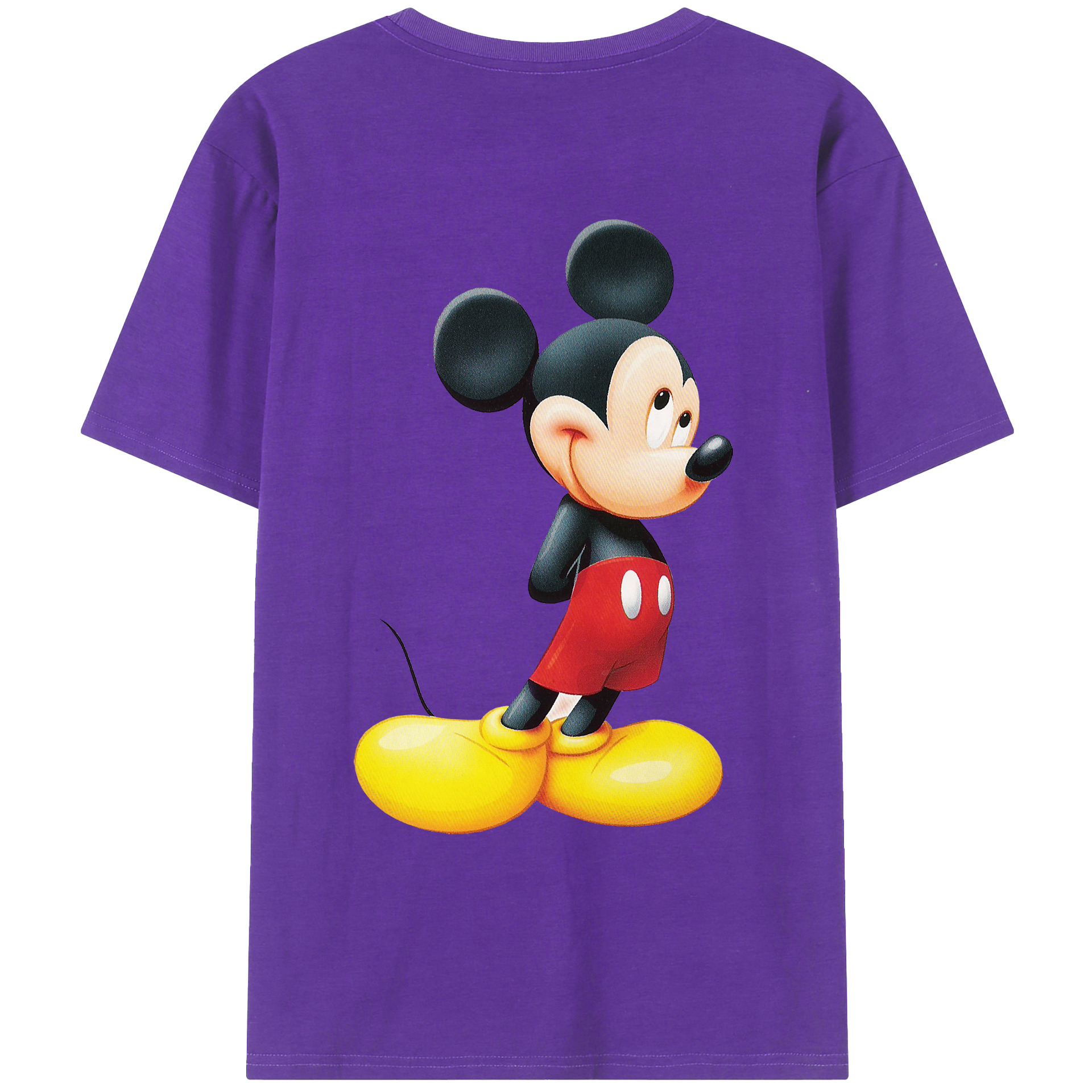 （画像用） ミッキーマウス Mickey Mouse 綿100％ メンズ半袖Tシャツ（バックプリント） 通気性