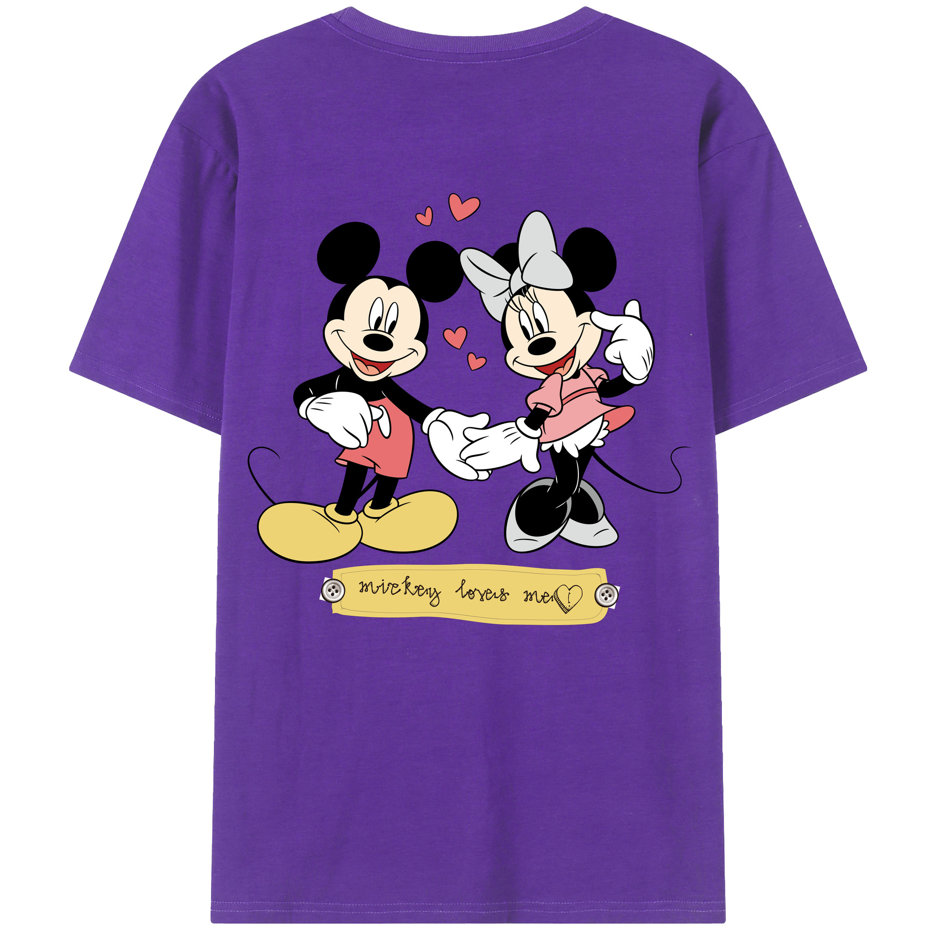 ミッキーマウス Mickey Mouse 綿100％ メンズ半袖Tシャツ（バックプリント） 通気性