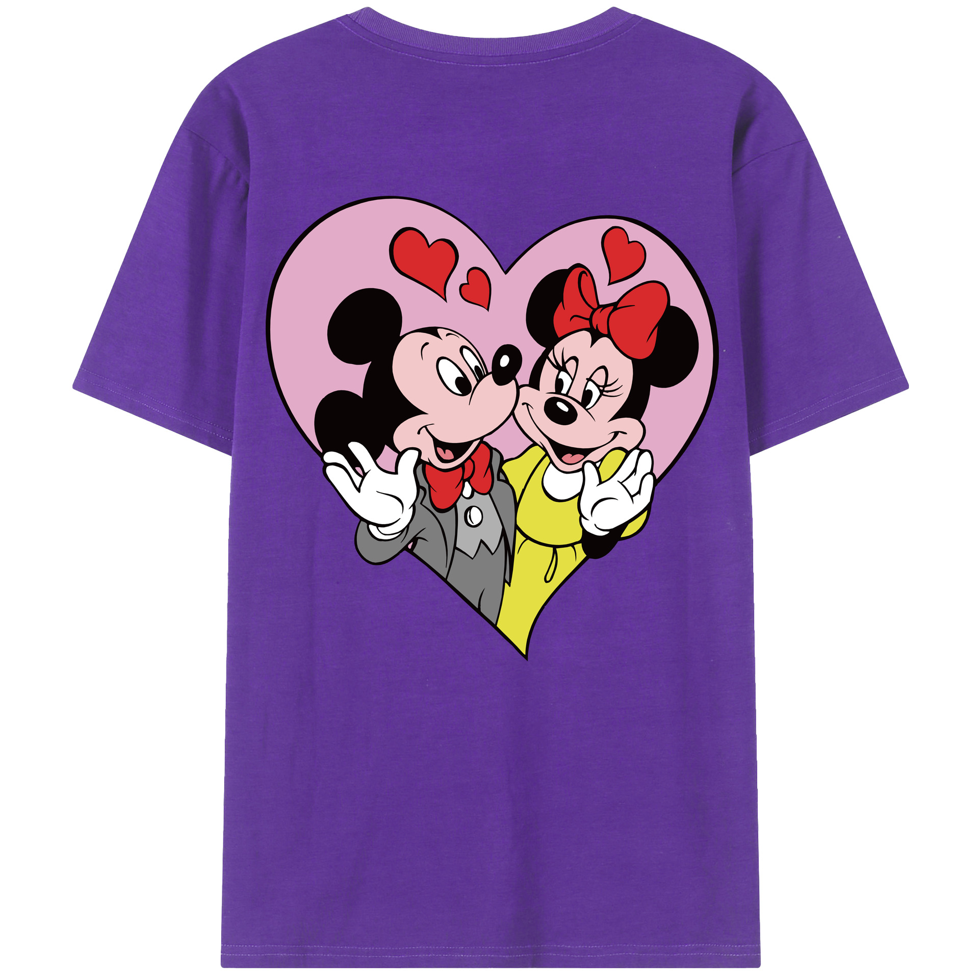 ミッキーマウス Mickey Mouse 綿100％ メンズ半袖Tシャツ（バックプリント） 通気性