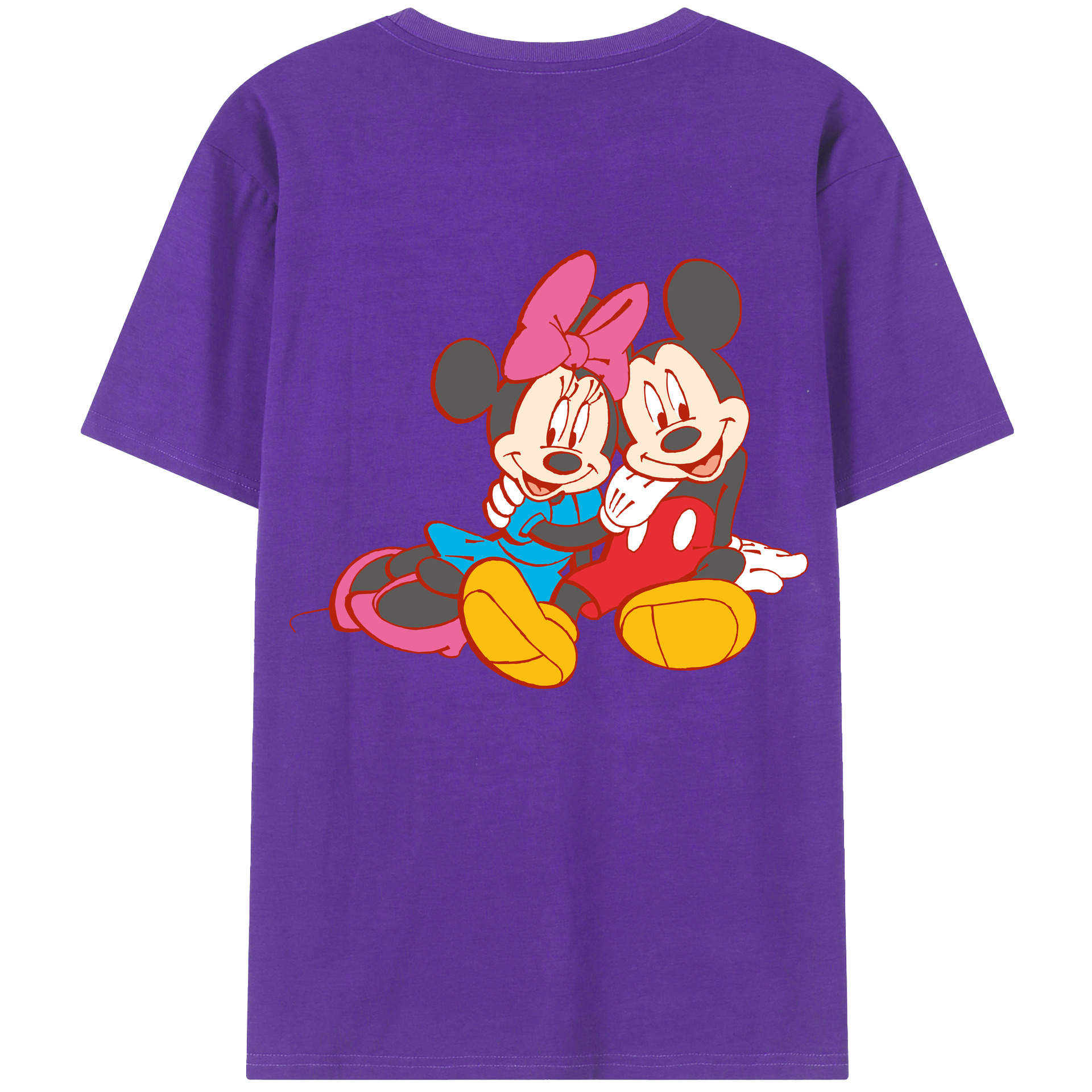 ミッキーマウス Mickey Mouse 綿100％ メンズ半袖Tシャツ（バックプリント） 通気性