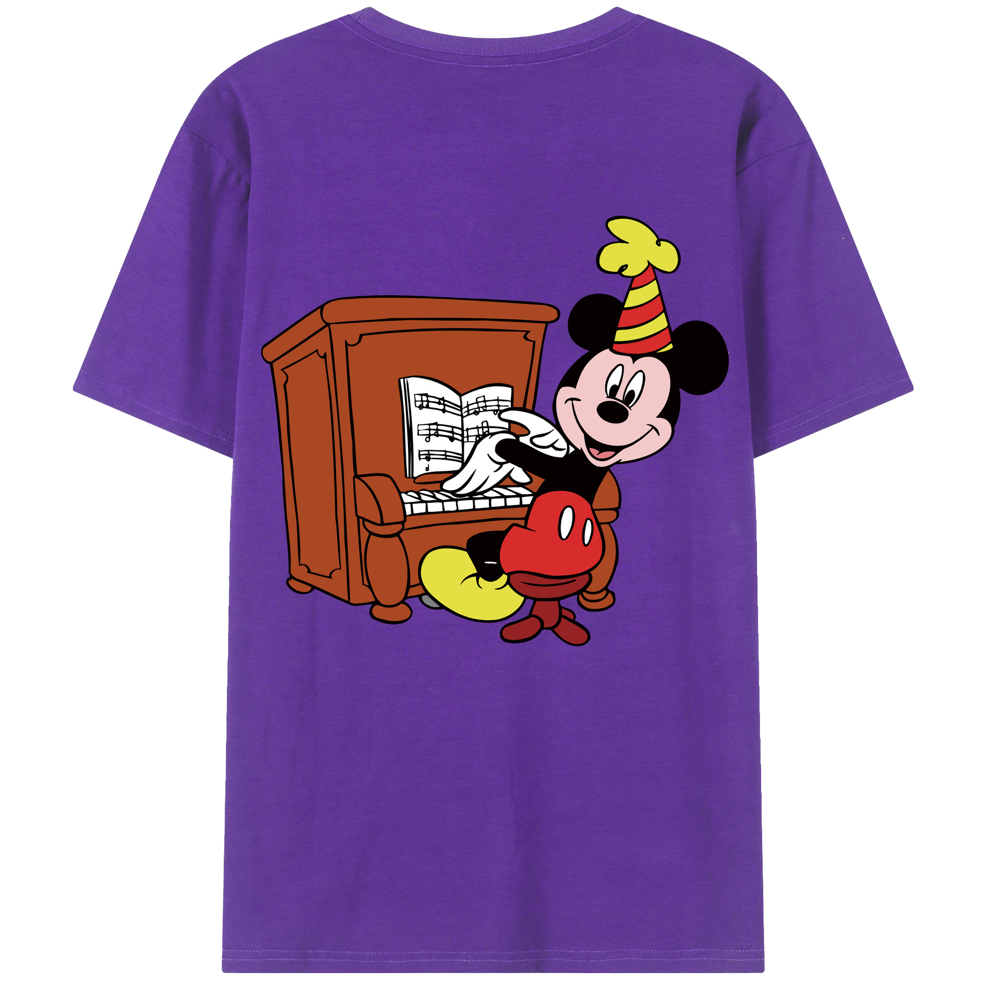 ミッキーマウス Mickey Mouse 綿100％ メンズ半袖Tシャツ（バックプリント） 通気性