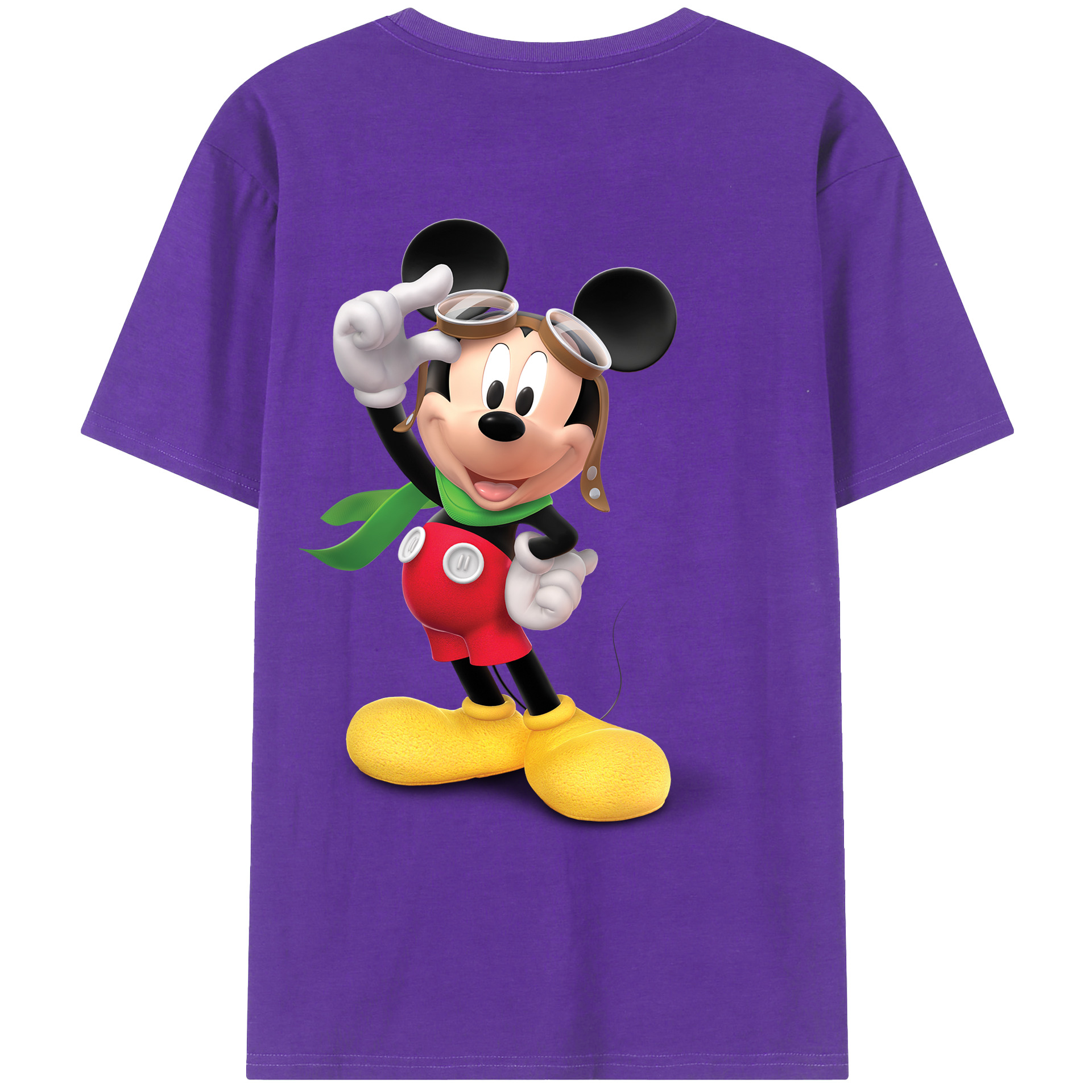 ミッキーマウス Mickey Mouse 綿100％ メンズ半袖Tシャツ（バックプリント） 通気性