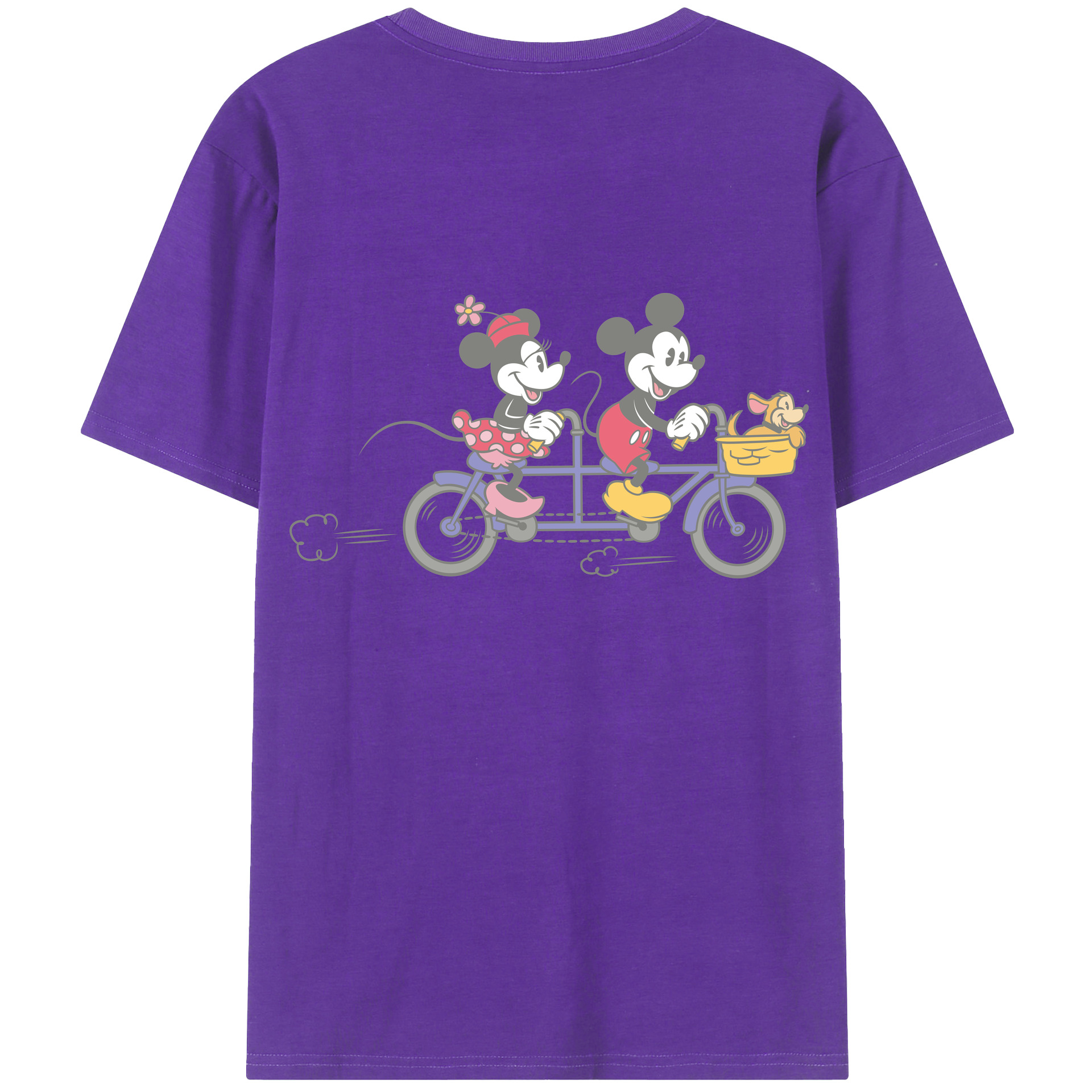 （画像用） ミッキーマウス Mickey Mouse 綿100％ メンズ半袖Tシャツ（バックプリント） 通気性