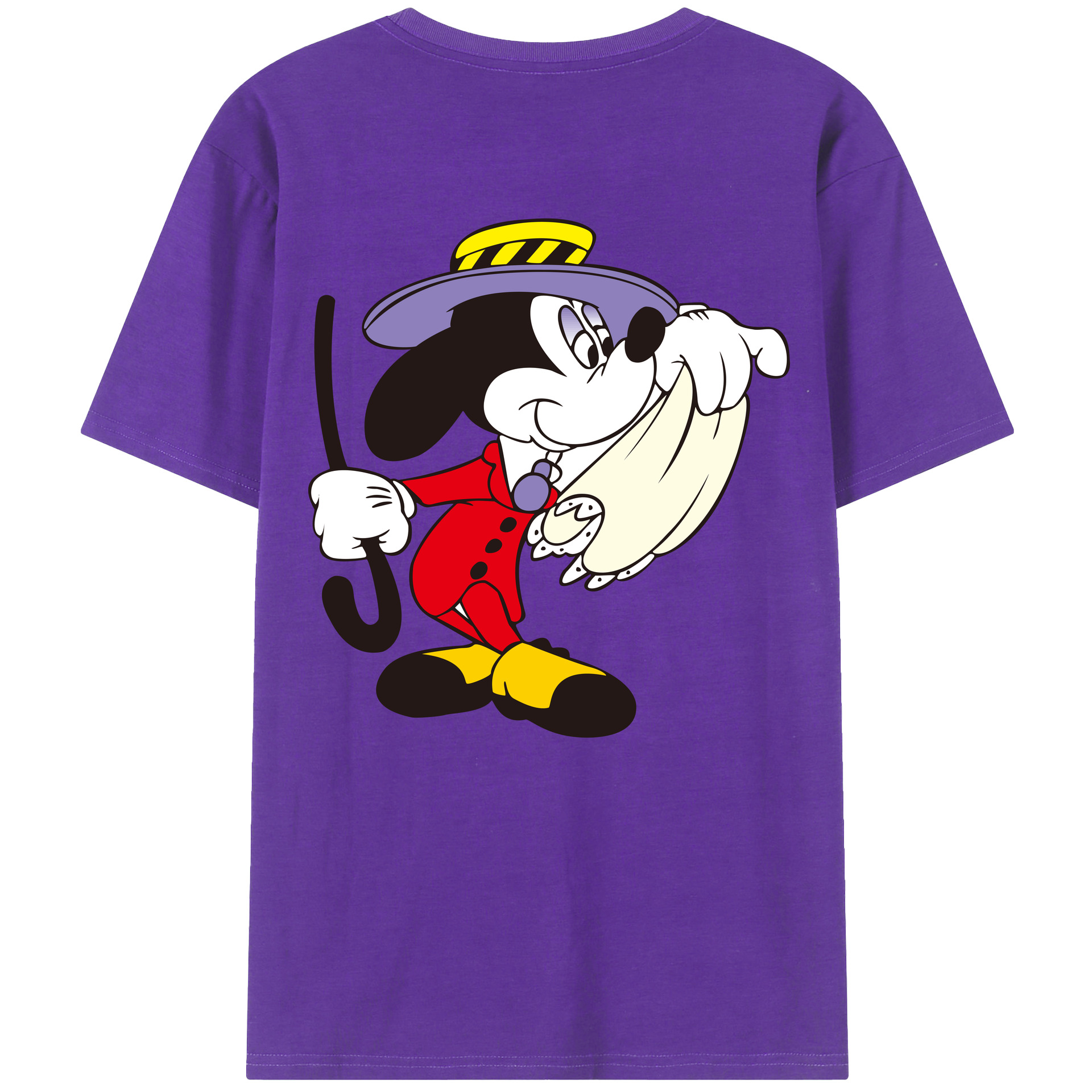 ミッキーマウス Mickey Mouse 綿100％ メンズ半袖Tシャツ（バックプリント） 通気性