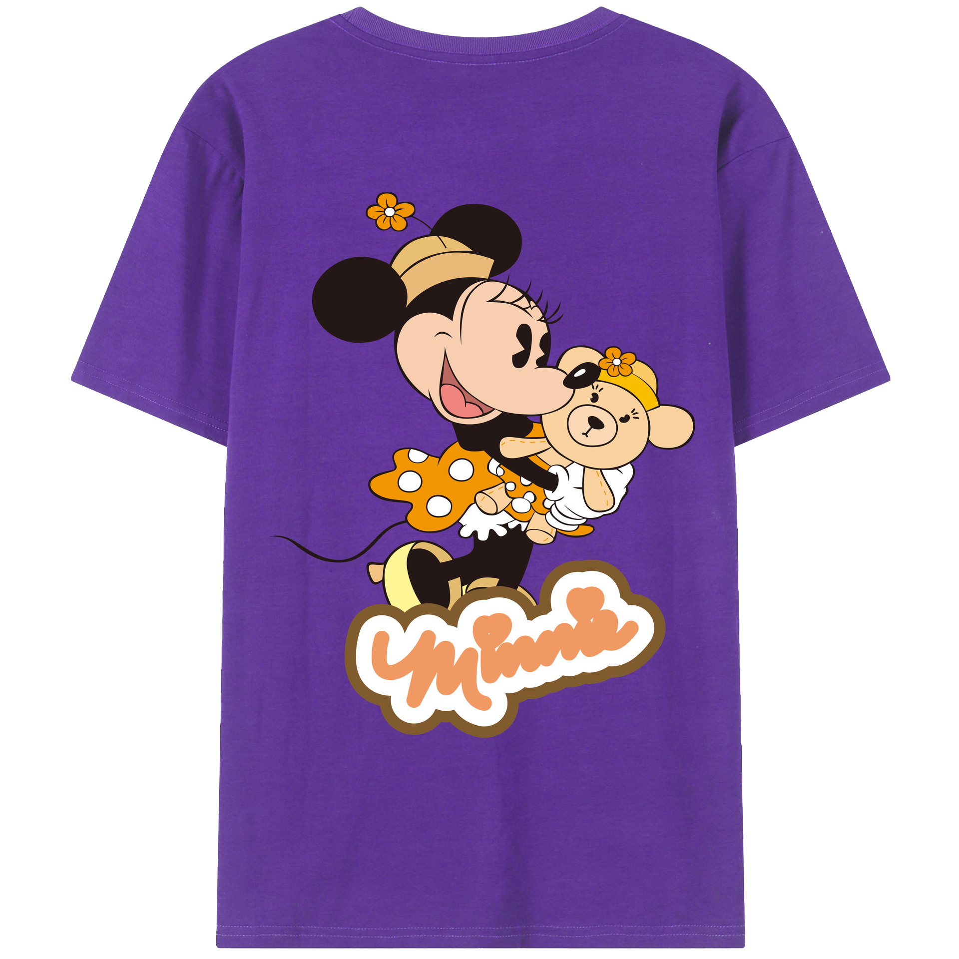 ミッキーマウス Mickey Mouse 綿100％ メンズ半袖Tシャツ（バックプリント） 通気性