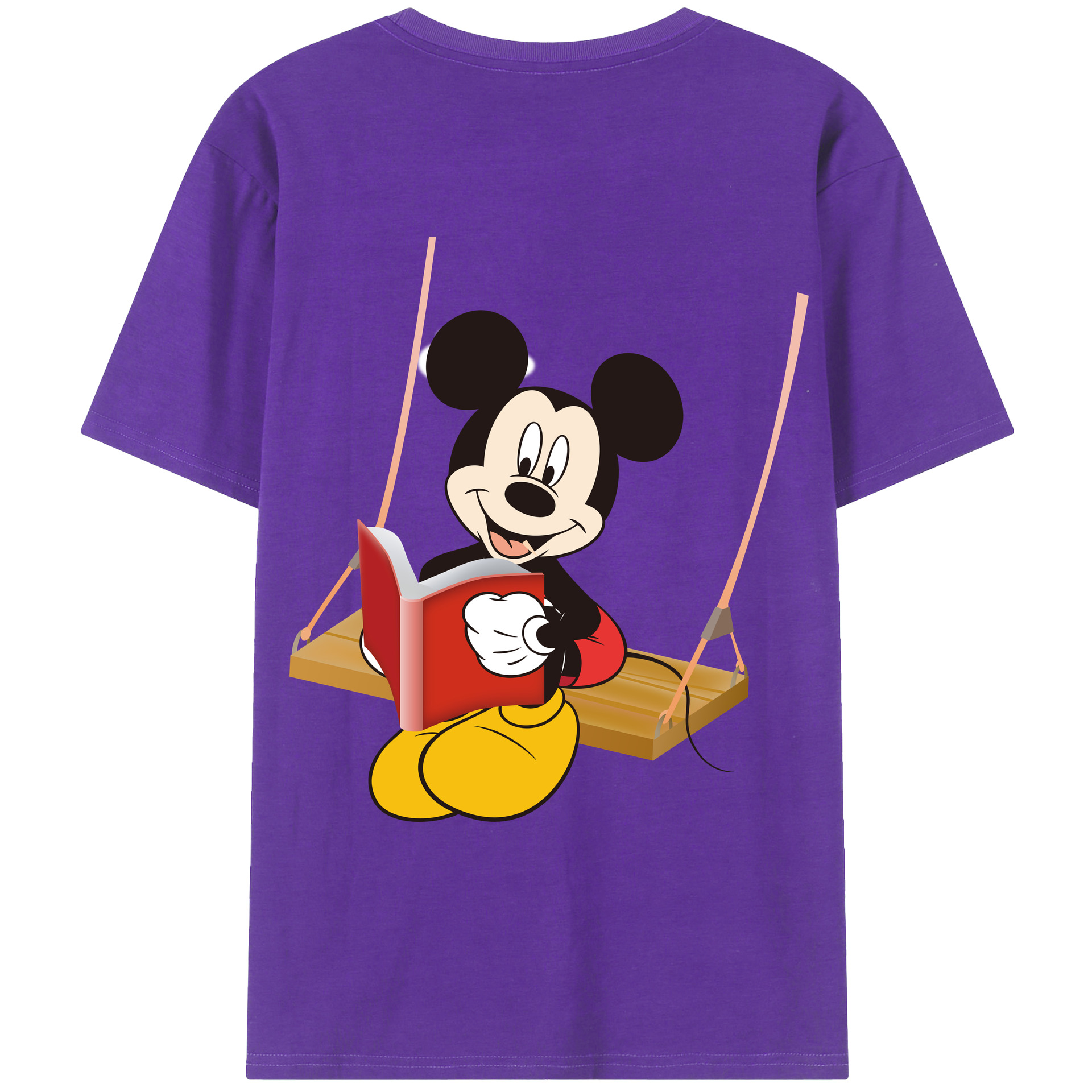 ミッキーマウス Mickey Mouse 綿100％ メンズ半袖Tシャツ（バックプリント） 通気性