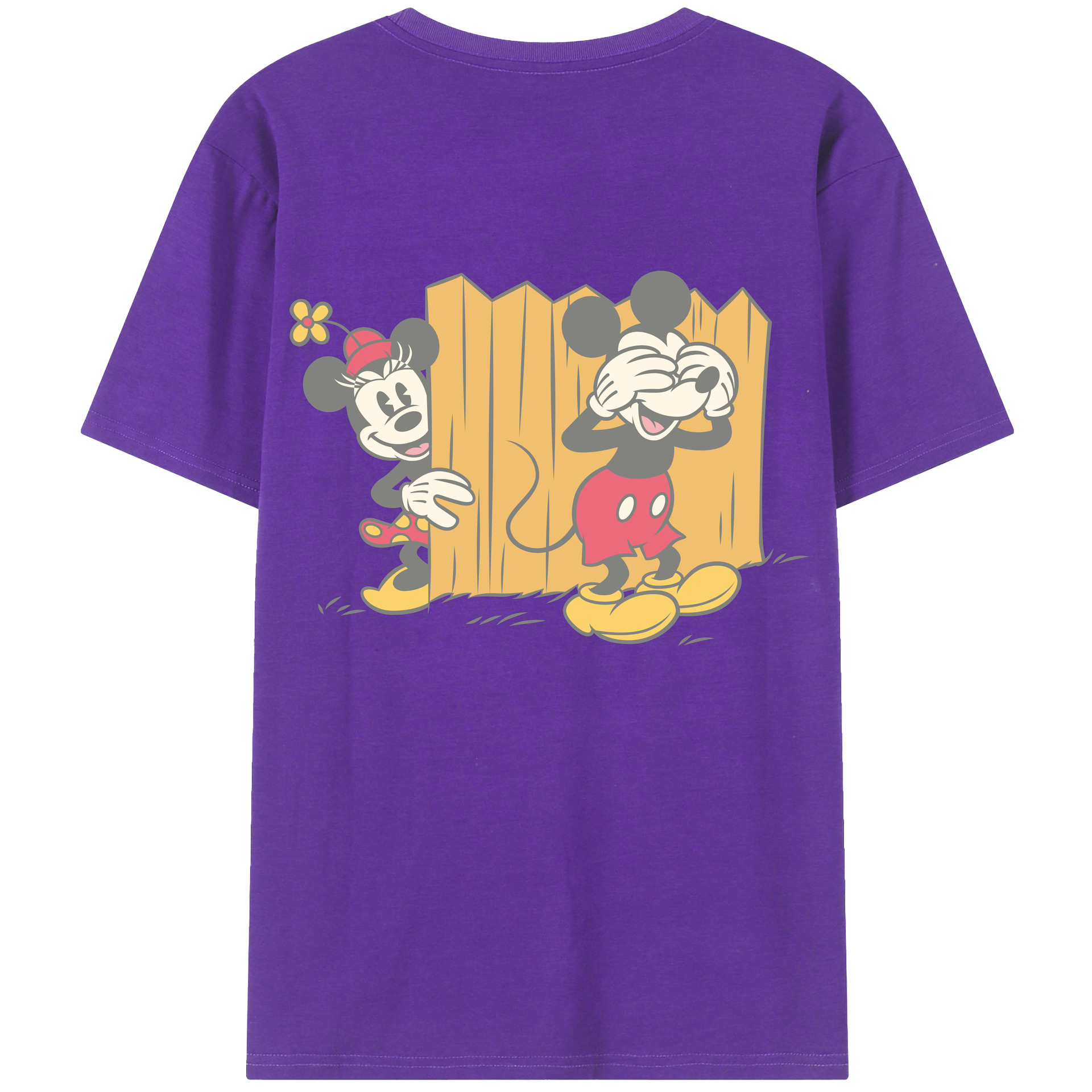ミッキーマウス Mickey Mouse 綿100％ メンズ半袖Tシャツ（バックプリント） 通気性