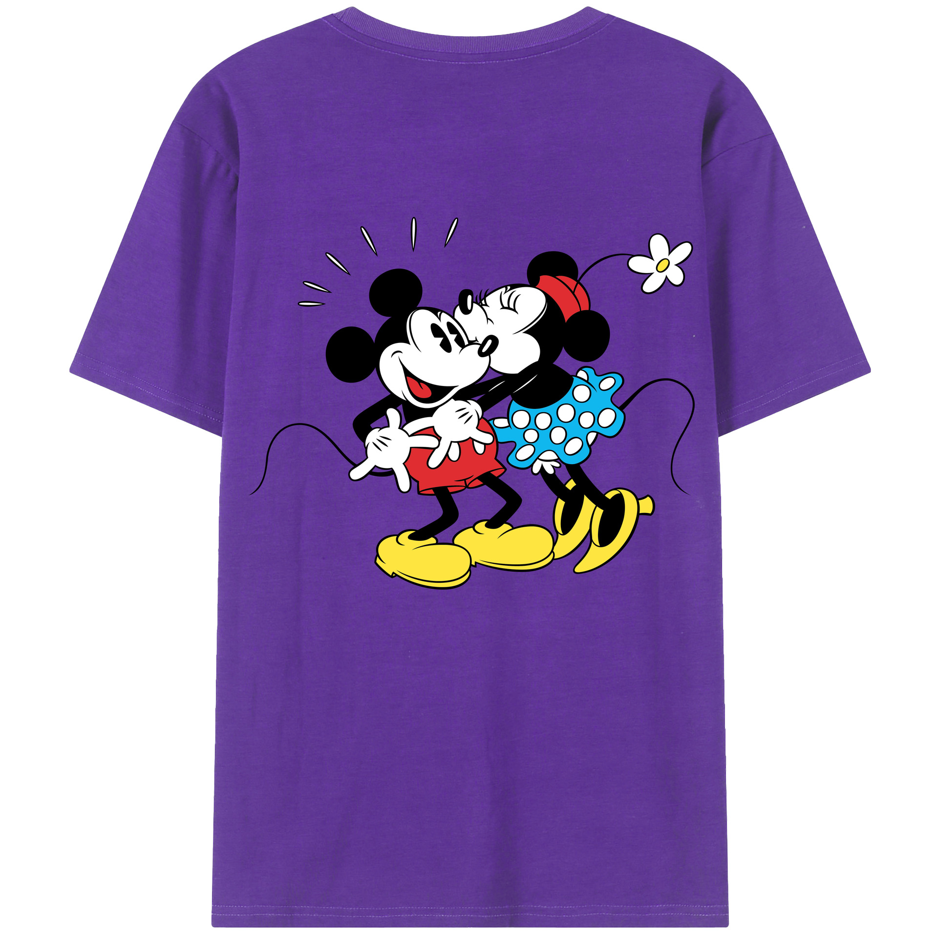 ミッキーマウス Mickey Mouse 綿100％ メンズ半袖Tシャツ（バックプリント） 通気性