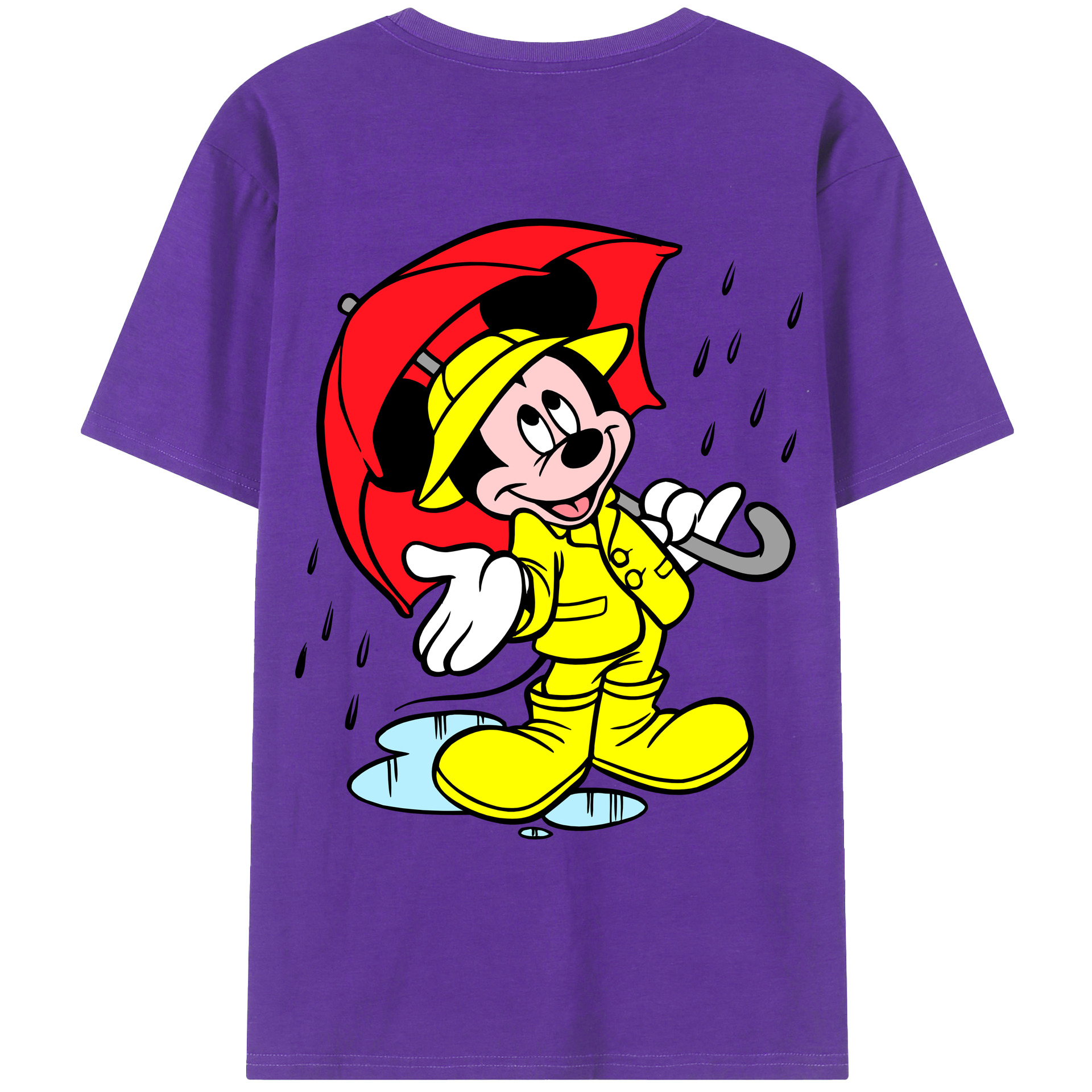 ミッキーマウス Mickey Mouse 綿100％ メンズ半袖Tシャツ（バックプリント） 通気性