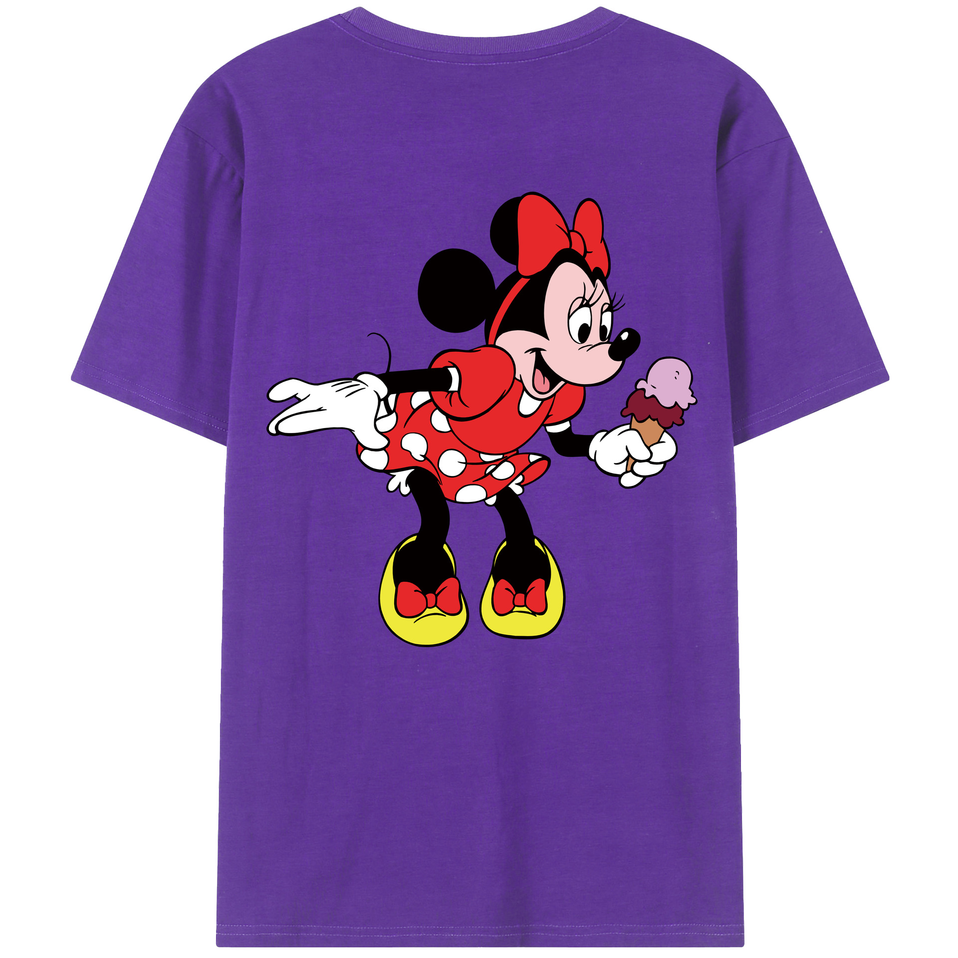 ミッキーマウス Mickey Mouse 綿100％ メンズ半袖Tシャツ（バックプリント） 通気性