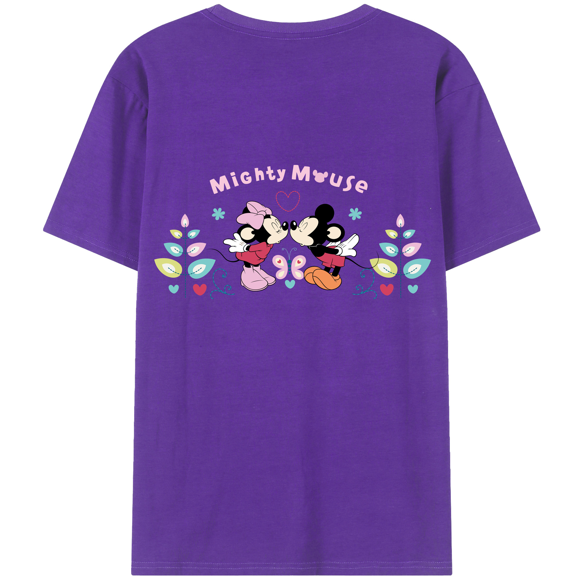 ミッキーマウス Mickey Mouse 綿100％ メンズ半袖Tシャツ（バックプリント） 通気性
