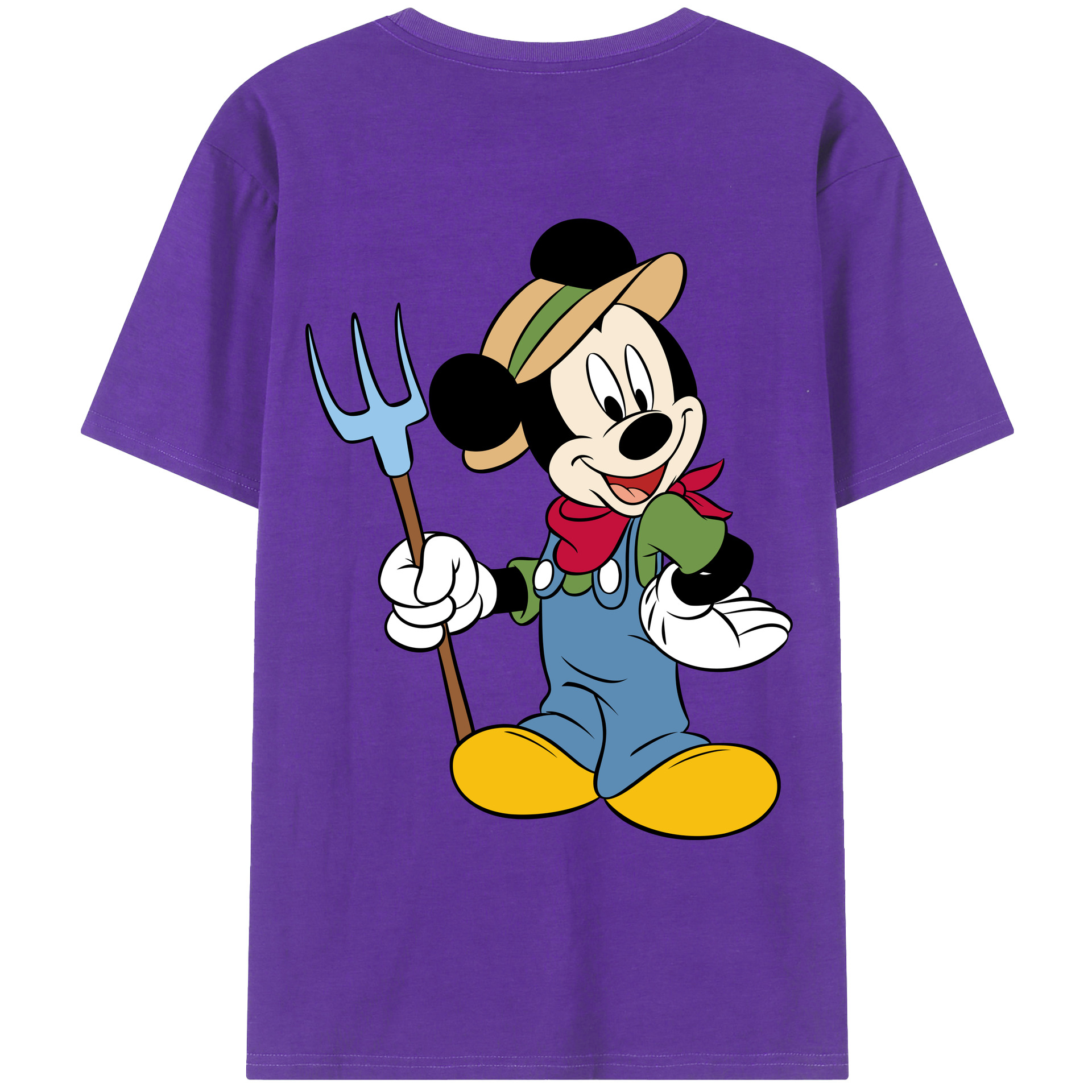 ミッキーマウス Mickey Mouse 綿100％ メンズ半袖Tシャツ（バックプリント） 通気性