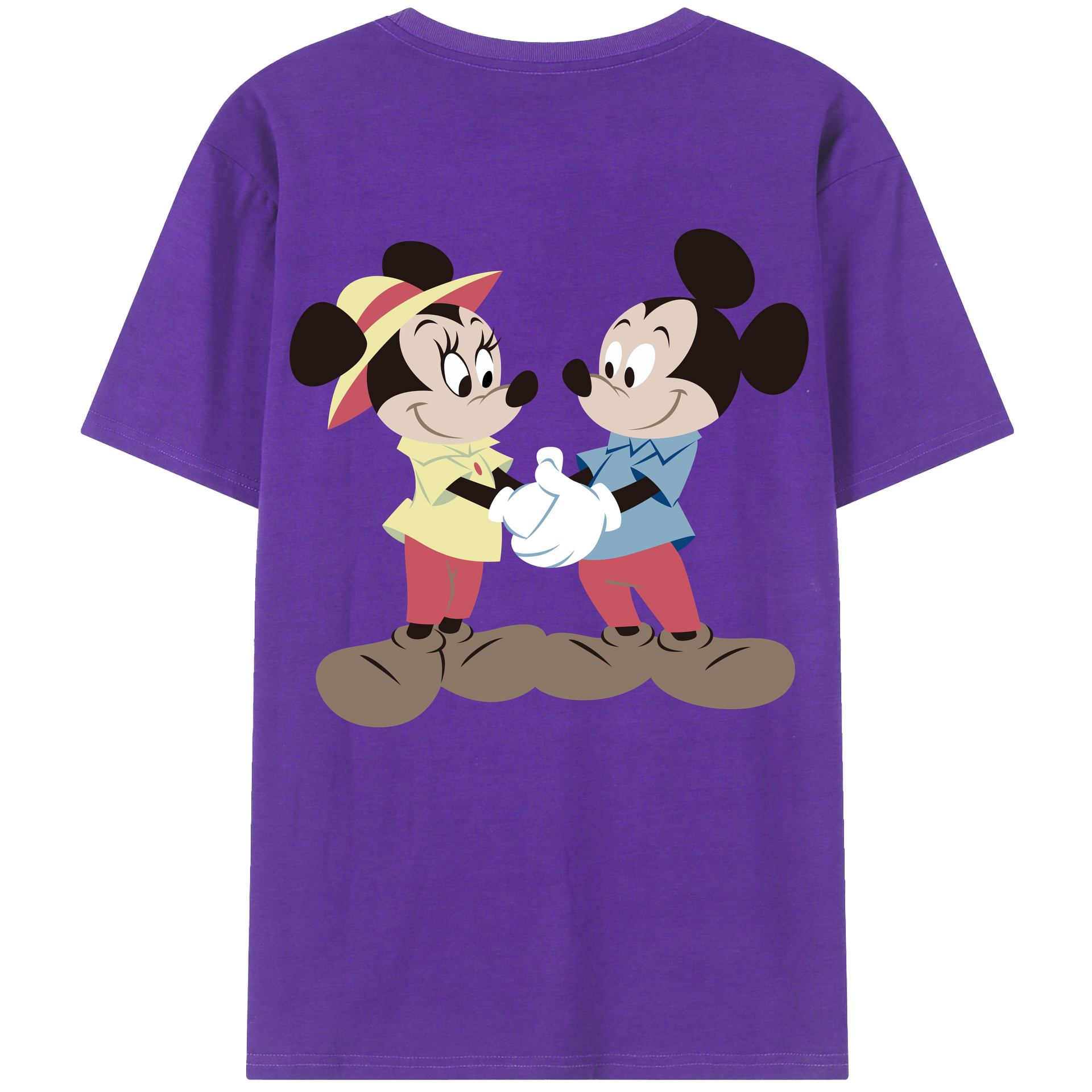 （画像用） ミッキーマウス Mickey Mouse 綿100％ メンズ半袖Tシャツ（バックプリント） 通気性