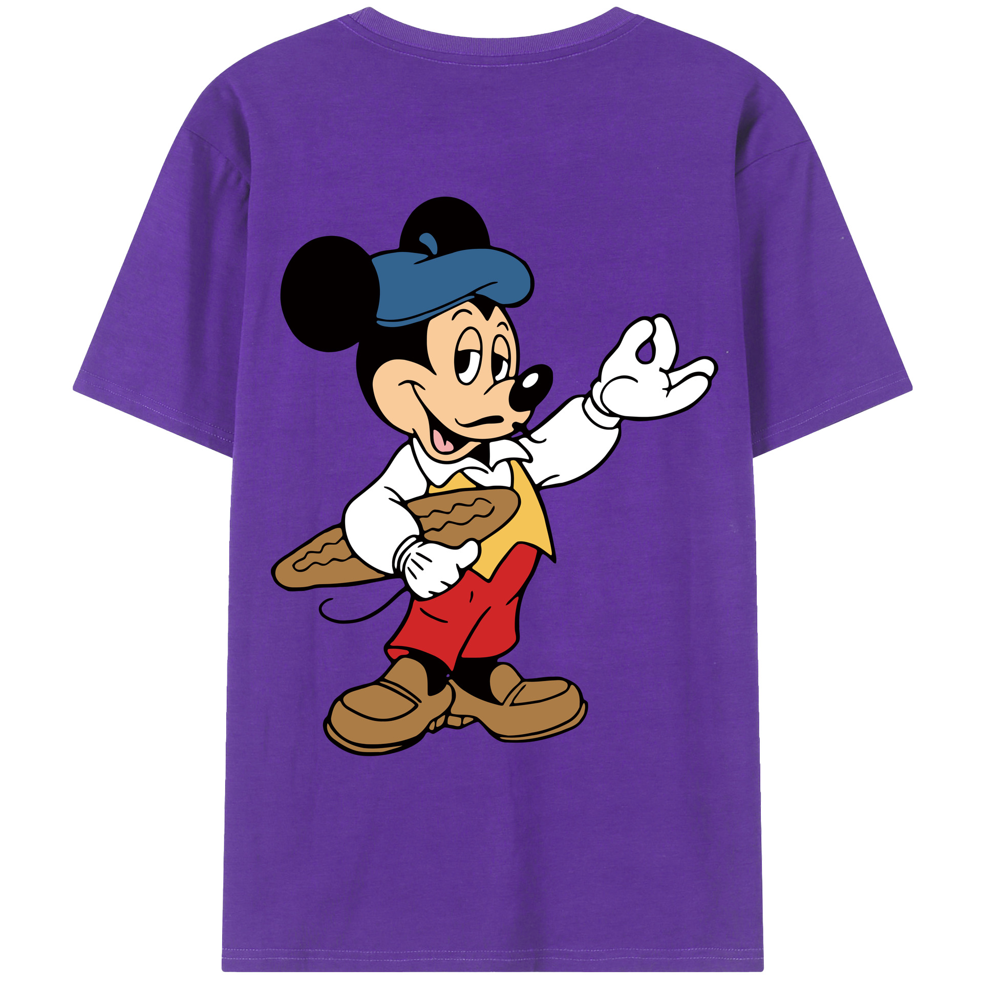 ミッキーマウス Mickey Mouse 綿100％ メンズ半袖Tシャツ（バックプリント） 通気性