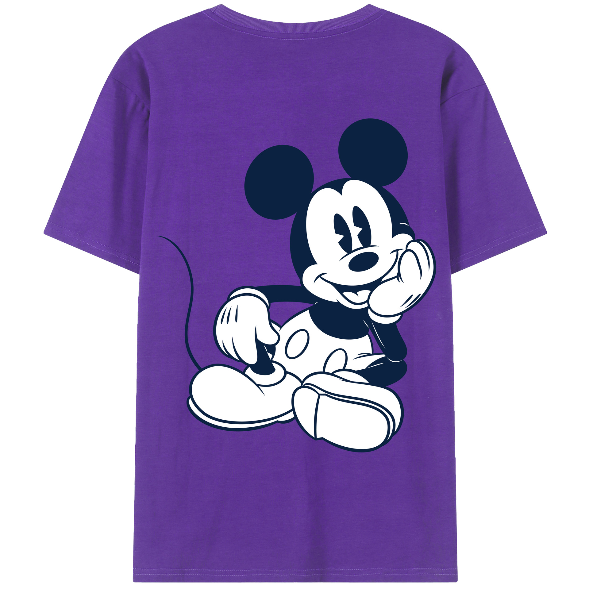 ミッキーマウス Mickey Mouse 綿100％ メンズ半袖Tシャツ（バックプリント） 通気性