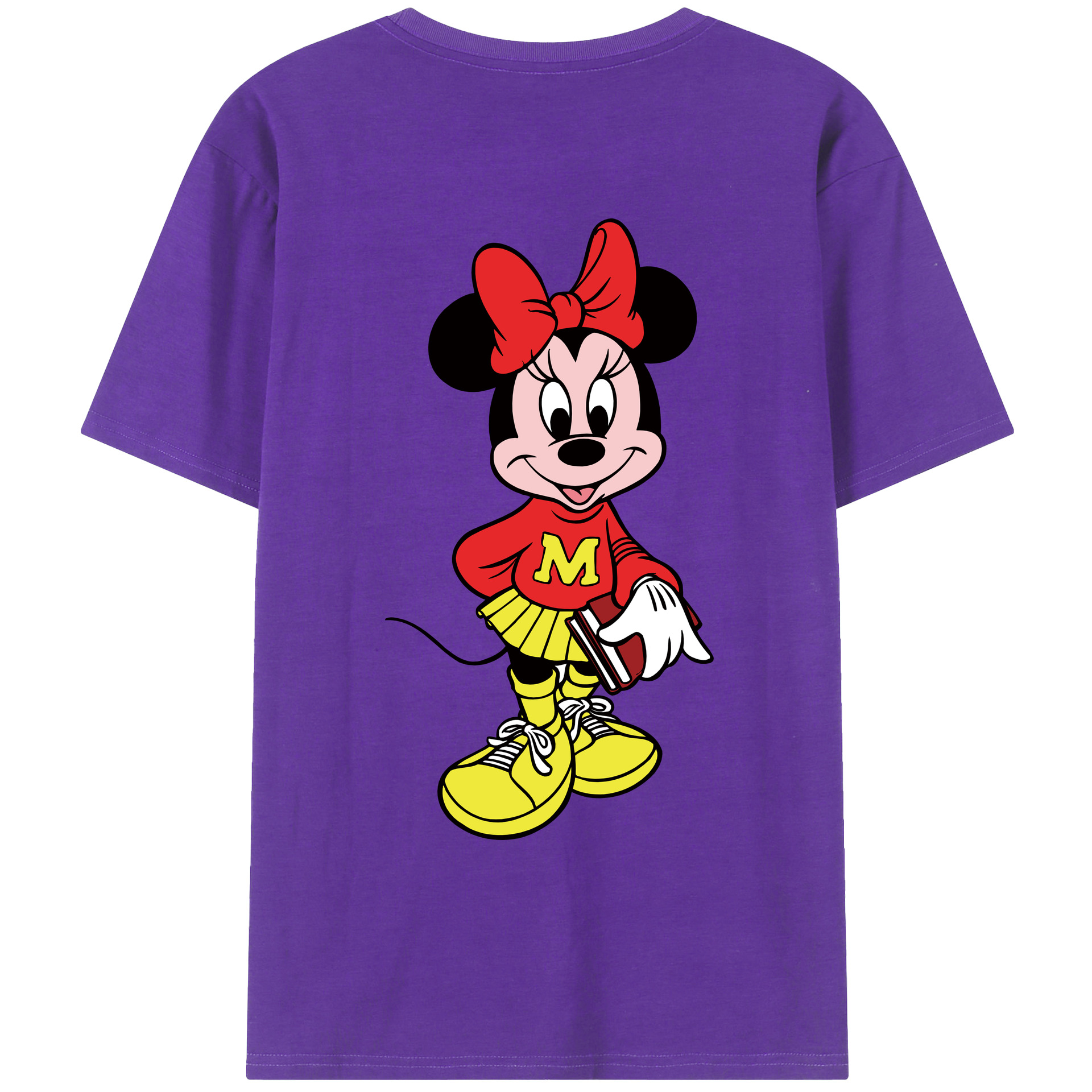 ミッキーマウス Mickey Mouse 綿100％ メンズ半袖Tシャツ（バックプリント） 通気性