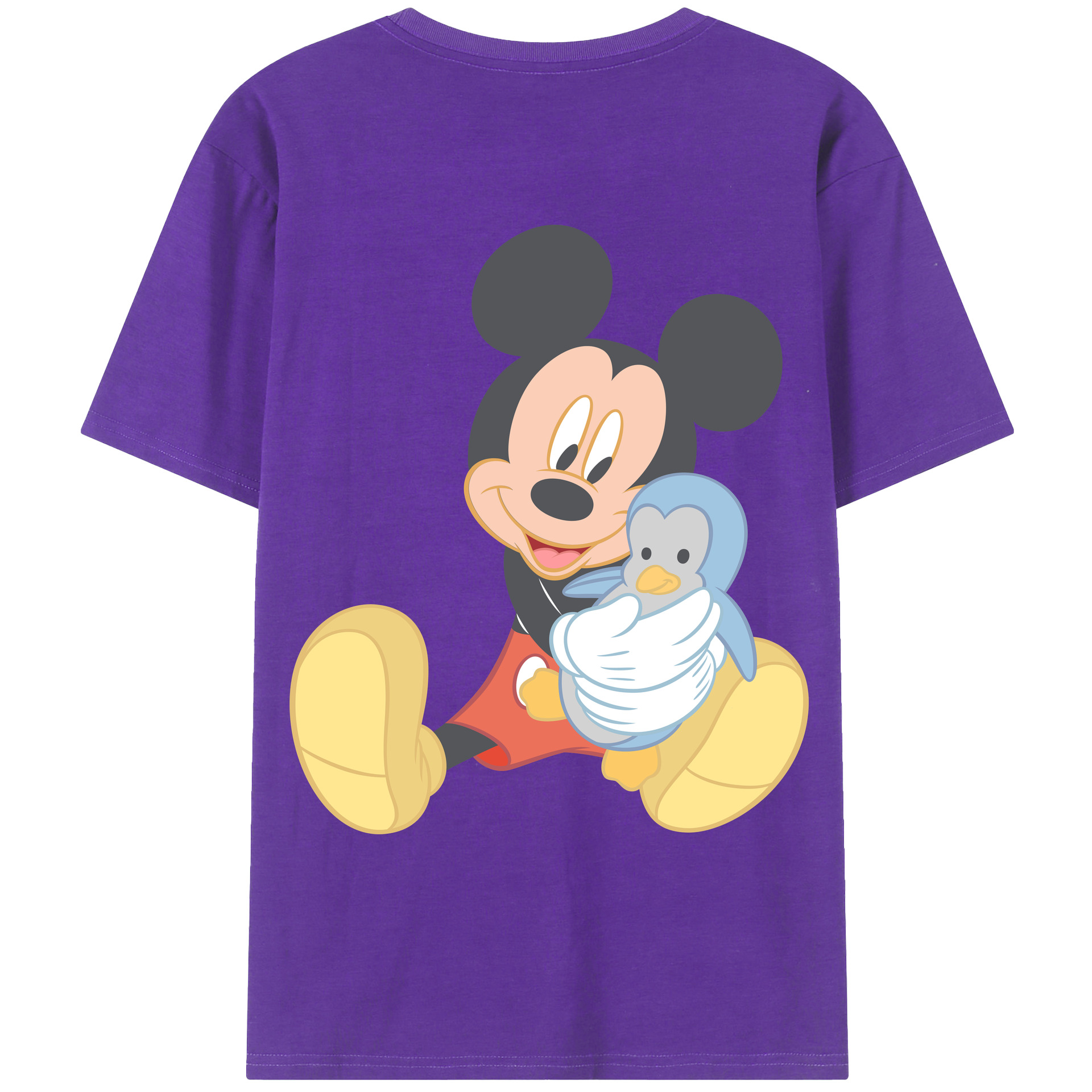 ミッキーマウス Mickey Mouse 綿100％ メンズ半袖Tシャツ（バックプリント） 通気性