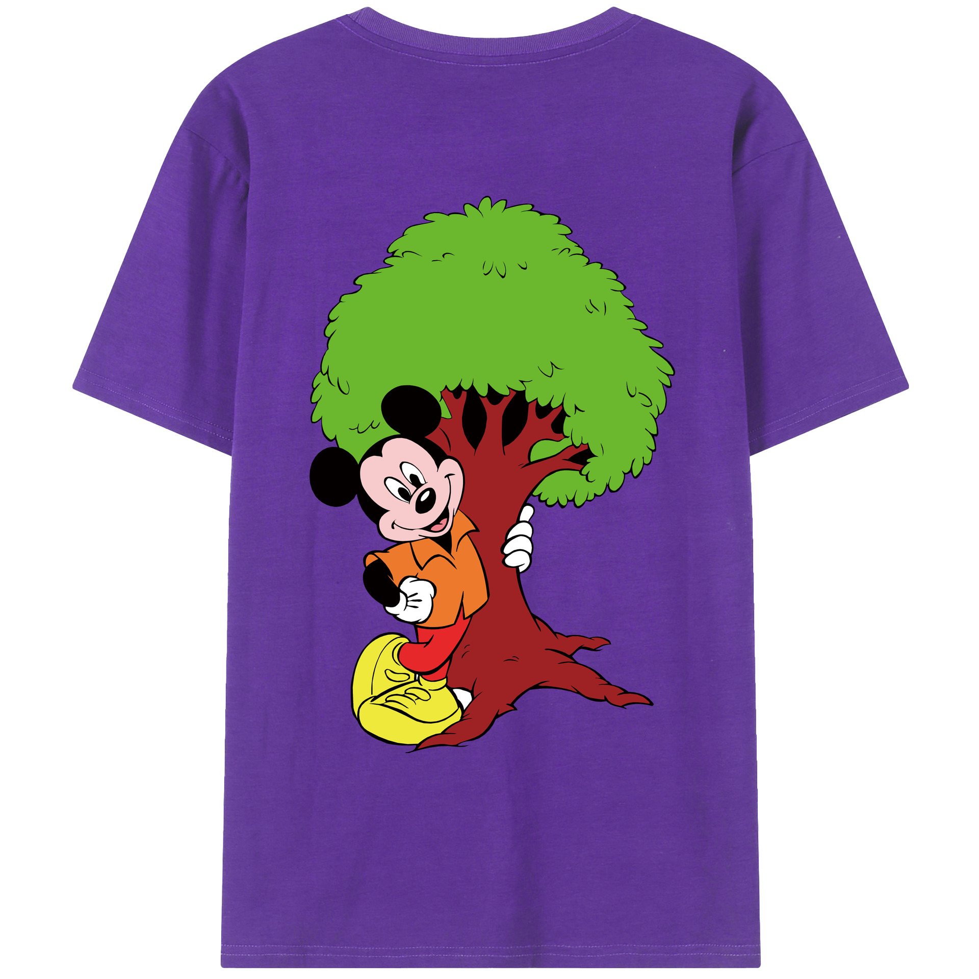 ミッキーマウス Mickey Mouse 綿100％ メンズ半袖Tシャツ（バックプリント） 通気性