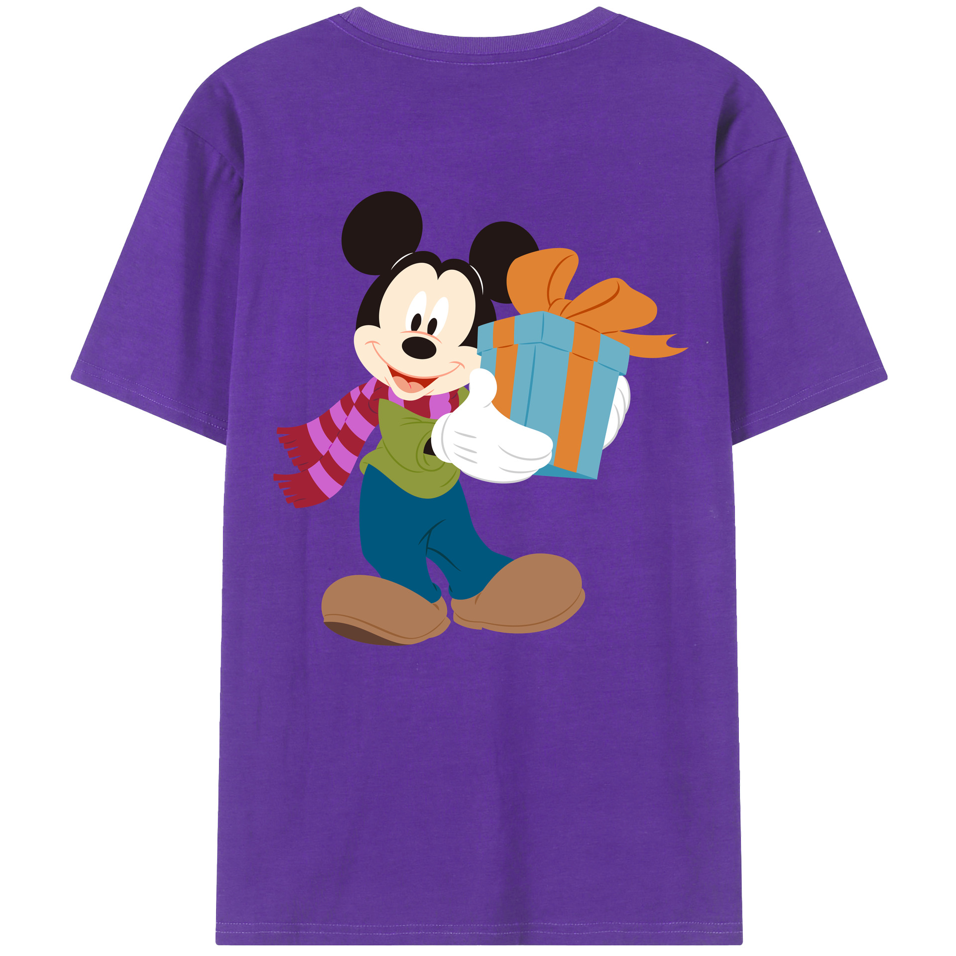ミッキーマウス Mickey Mouse 綿100％ メンズ半袖Tシャツ（バックプリント） 通気性