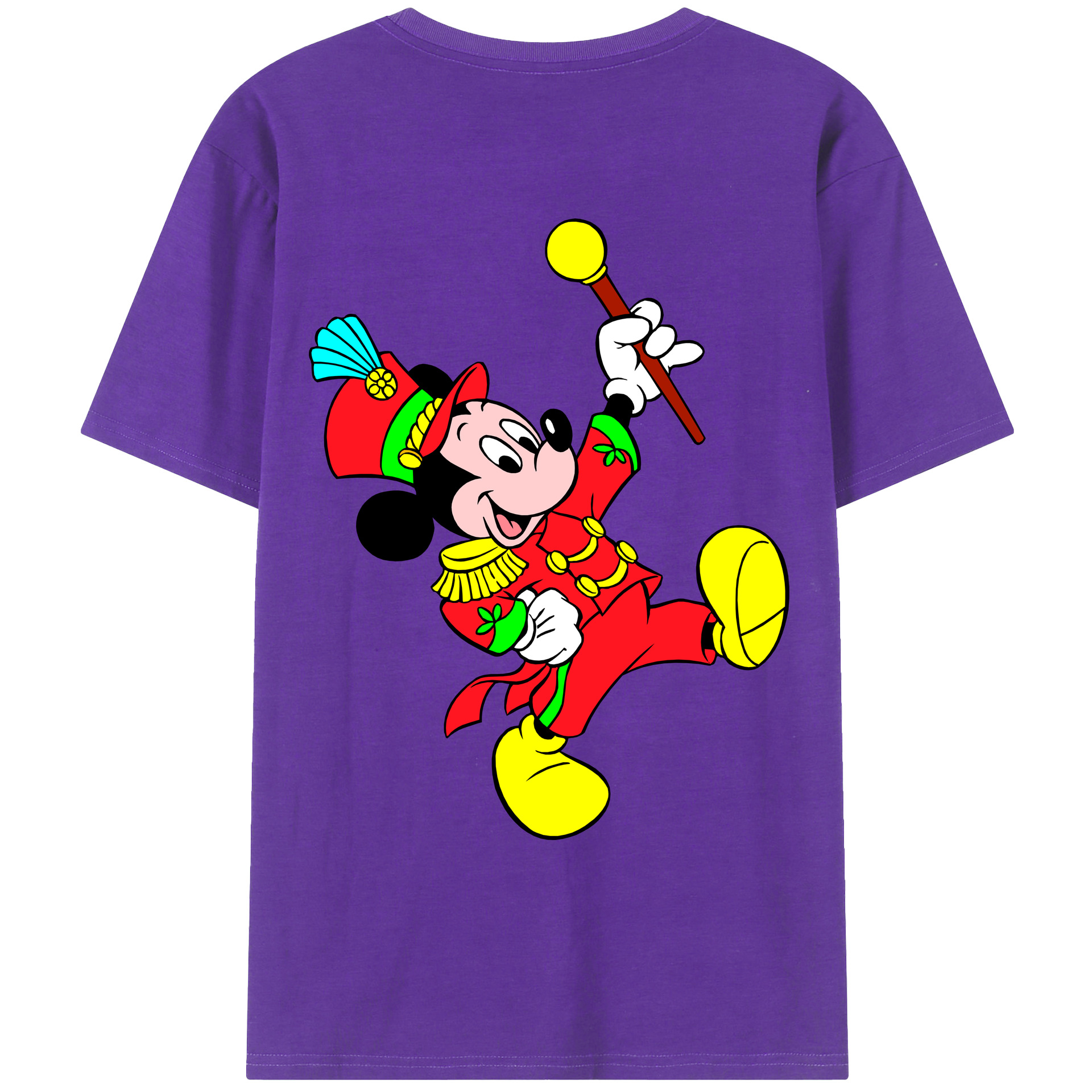 ミッキーマウス Mickey Mouse 綿100％ メンズ半袖Tシャツ（バックプリント） 通気性